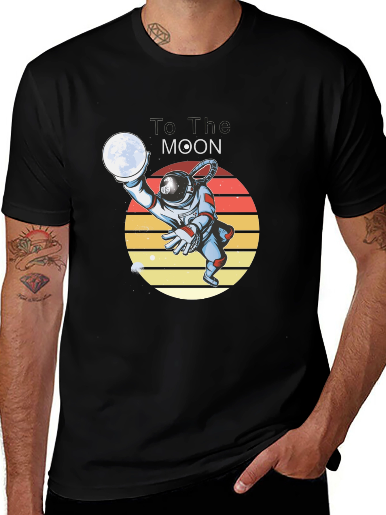 Variant 30 of To The Moon Astronaut Graphic Tee - Black T-Shirt