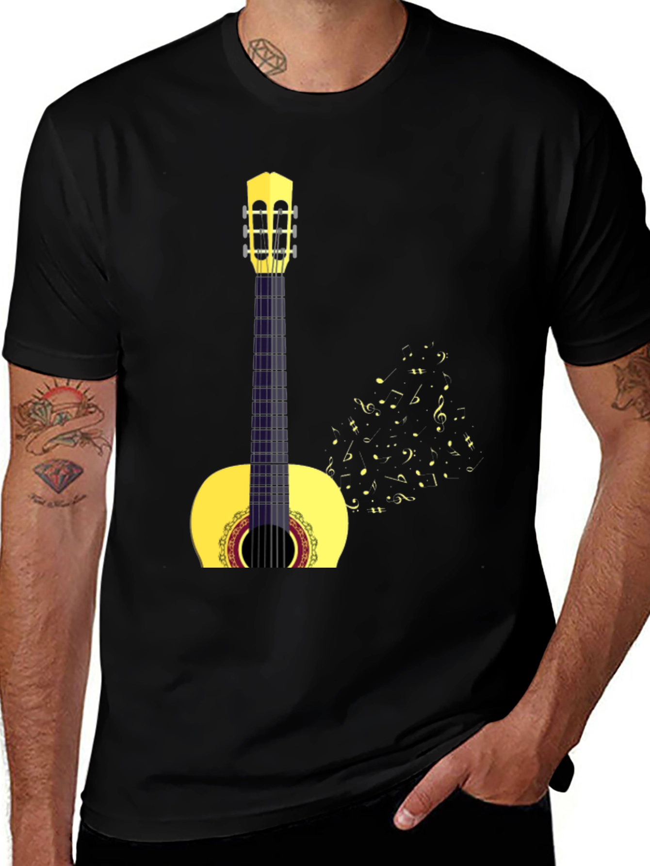 Variant 6 of Guitar Music Graphic T-Shirt - Black