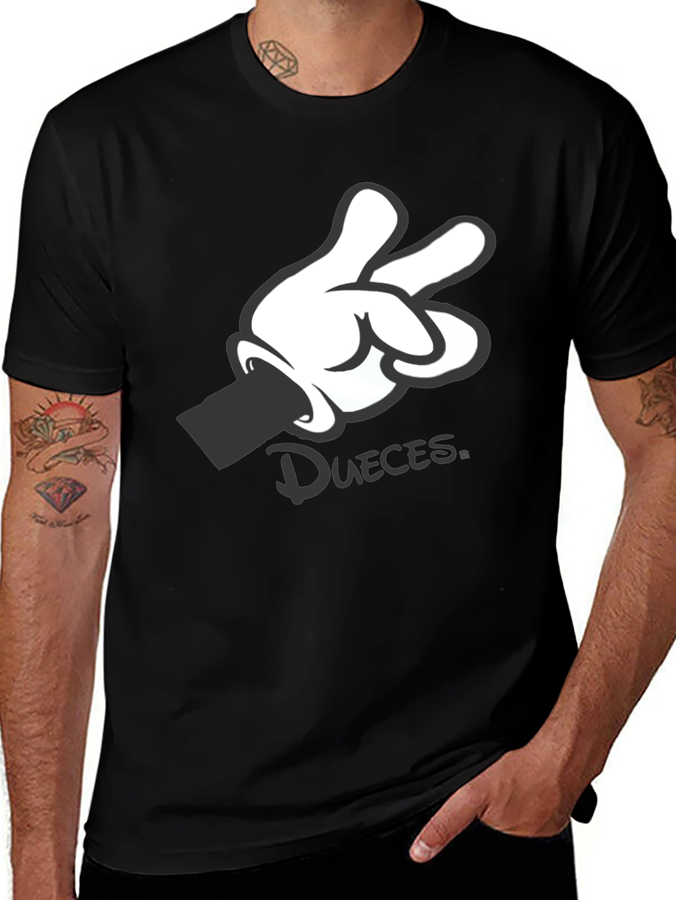Variant 23 of Black Graphic Tee - Mickey Mouse Hand "Deuces"
