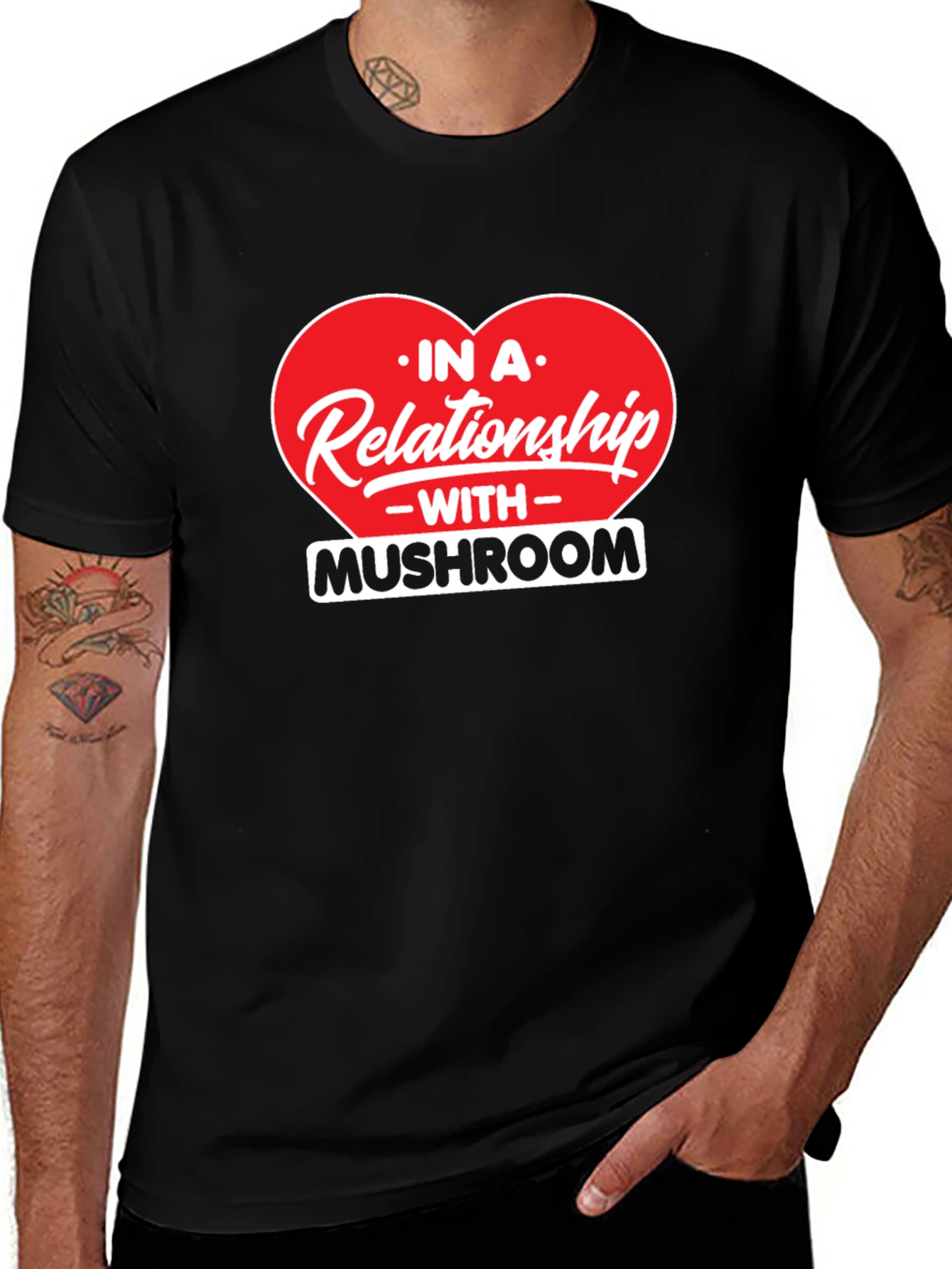 Mushroom Relationship Black T-Shirt