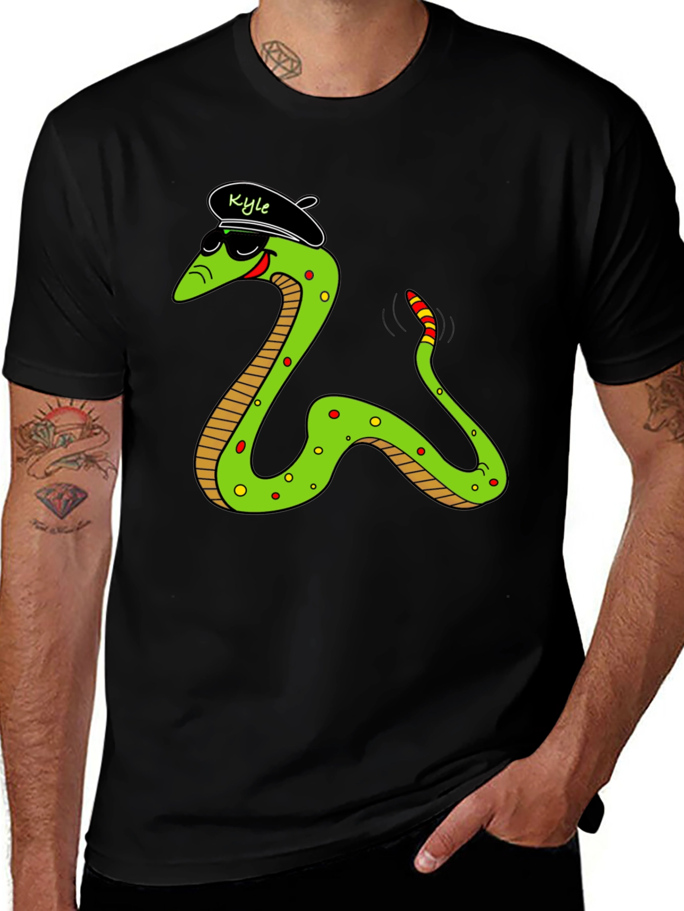Variant 17 of Cool Snake Graphic Tee - "Kyle" Beret