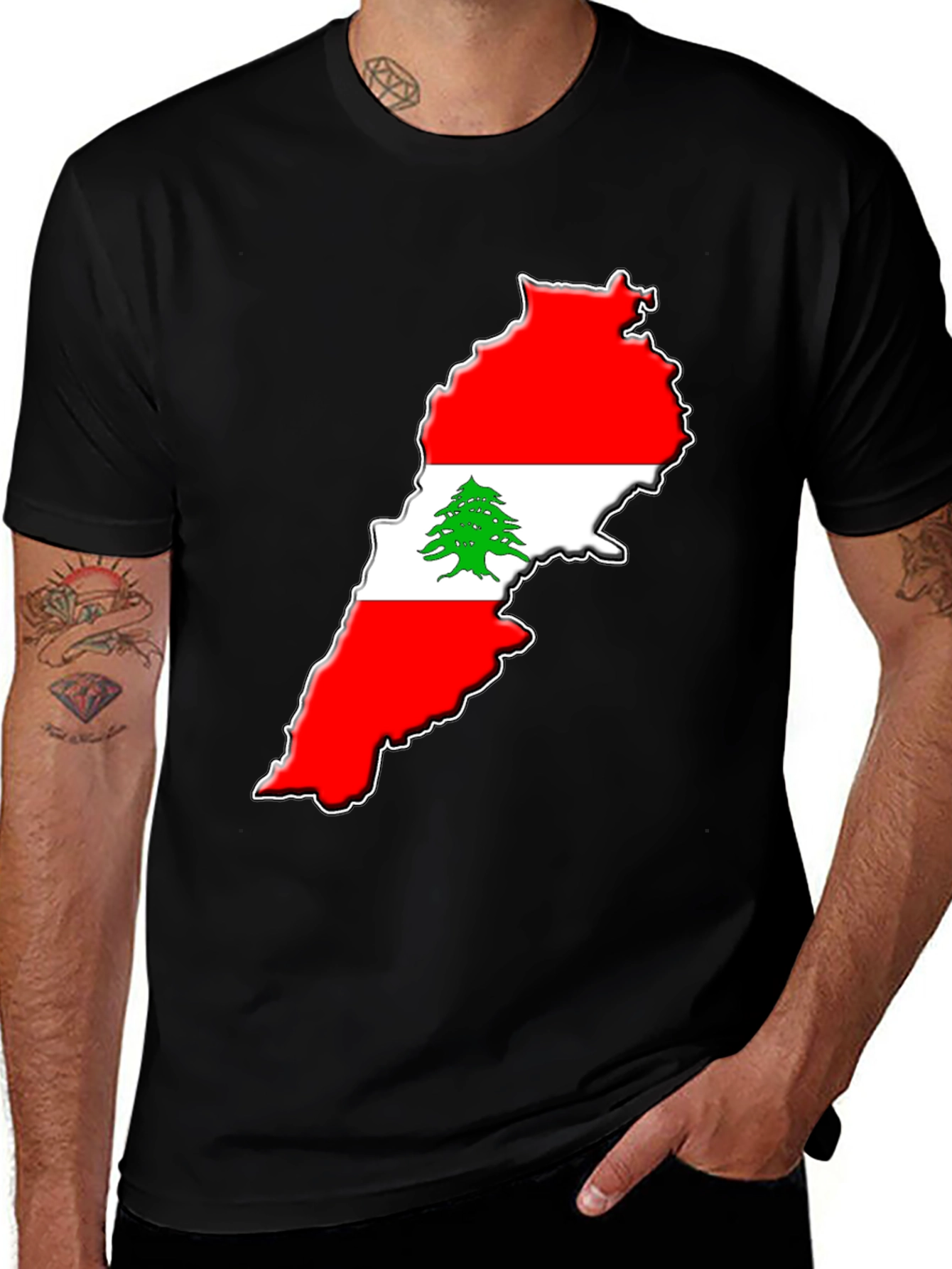 Variant 7 of Lebanon Flag T-Shirt - National Pride Tee