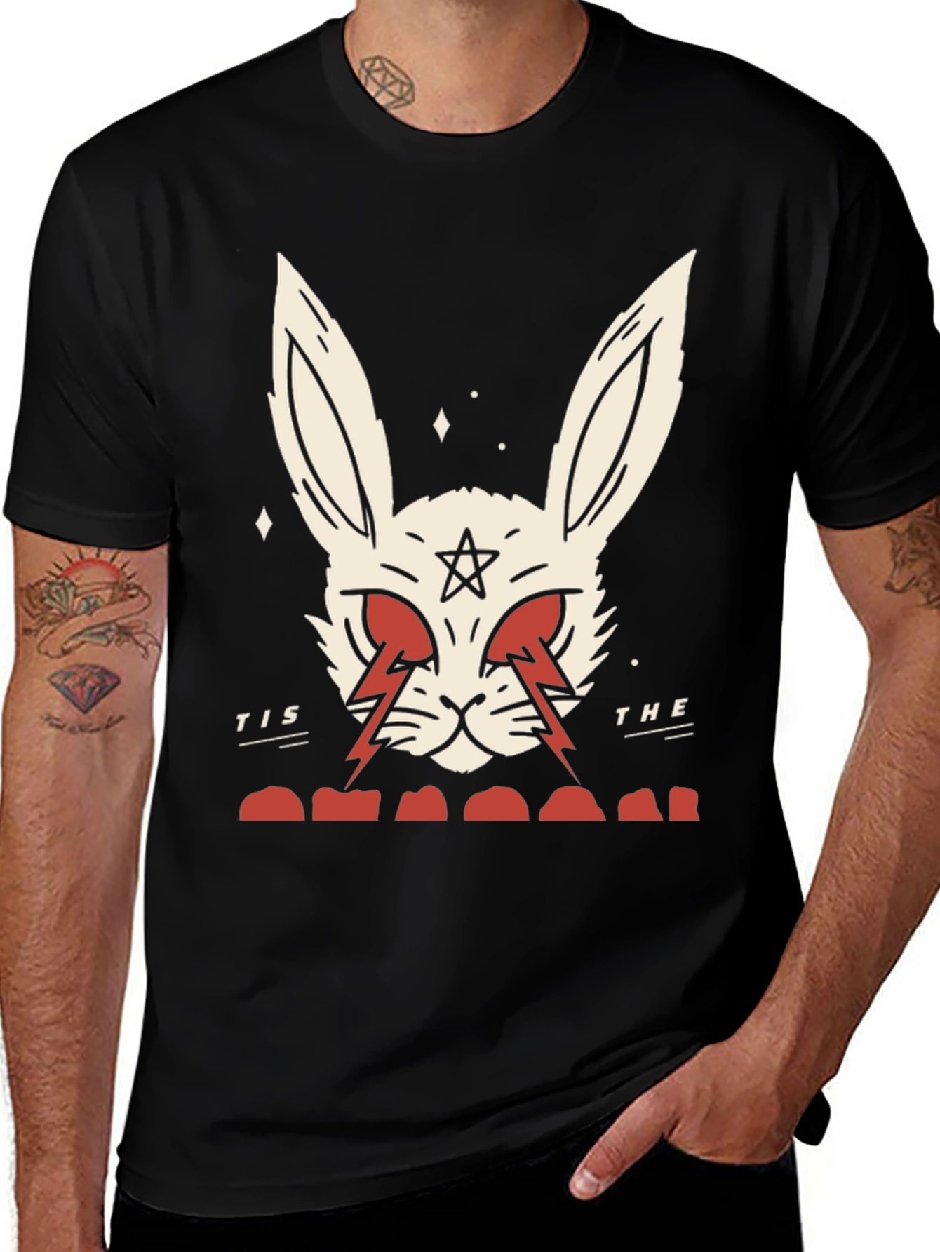 Black Occult Rabbit Graphic Tee main image