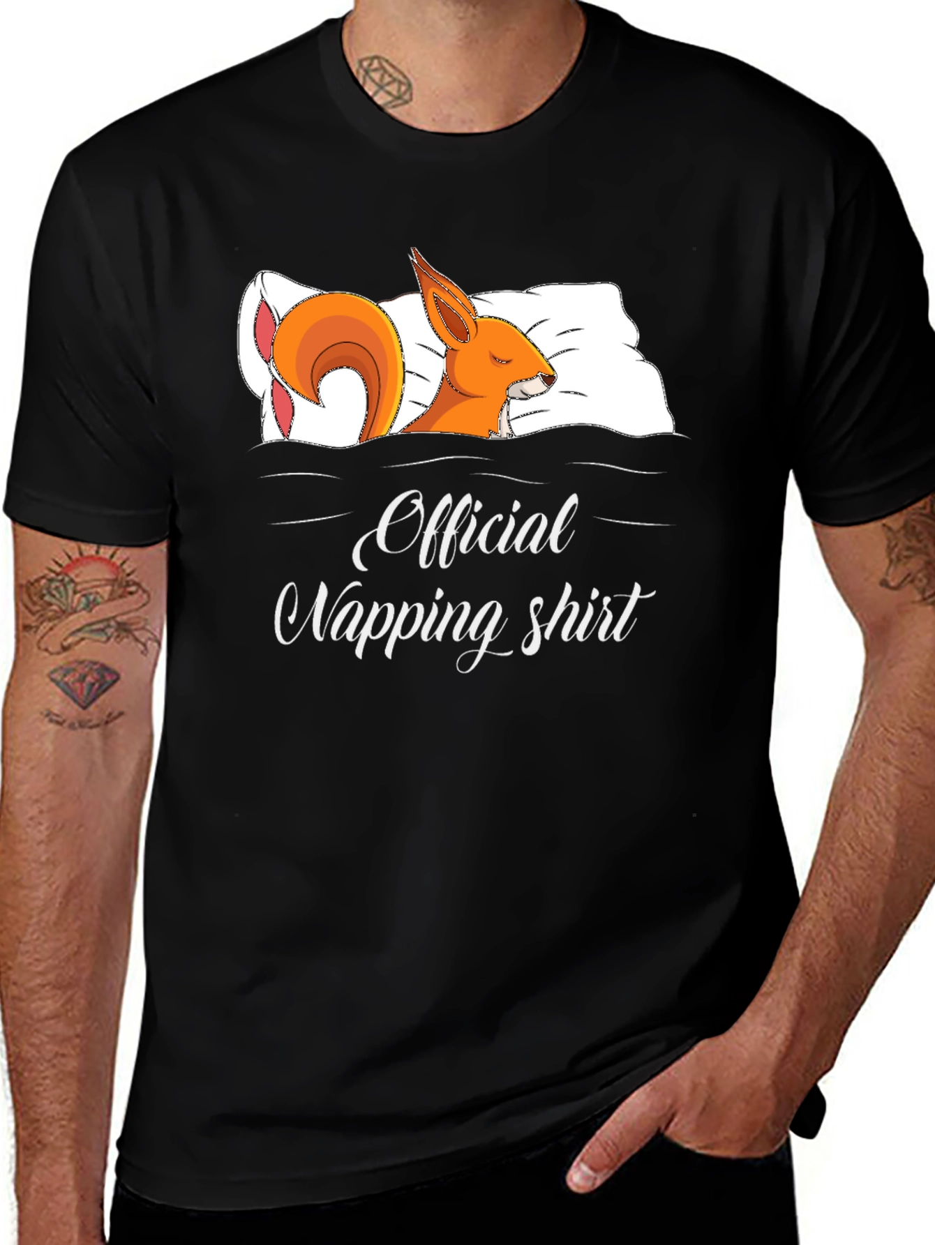 Variant 30 of Official Napping Shirt - Squirrel in Bed