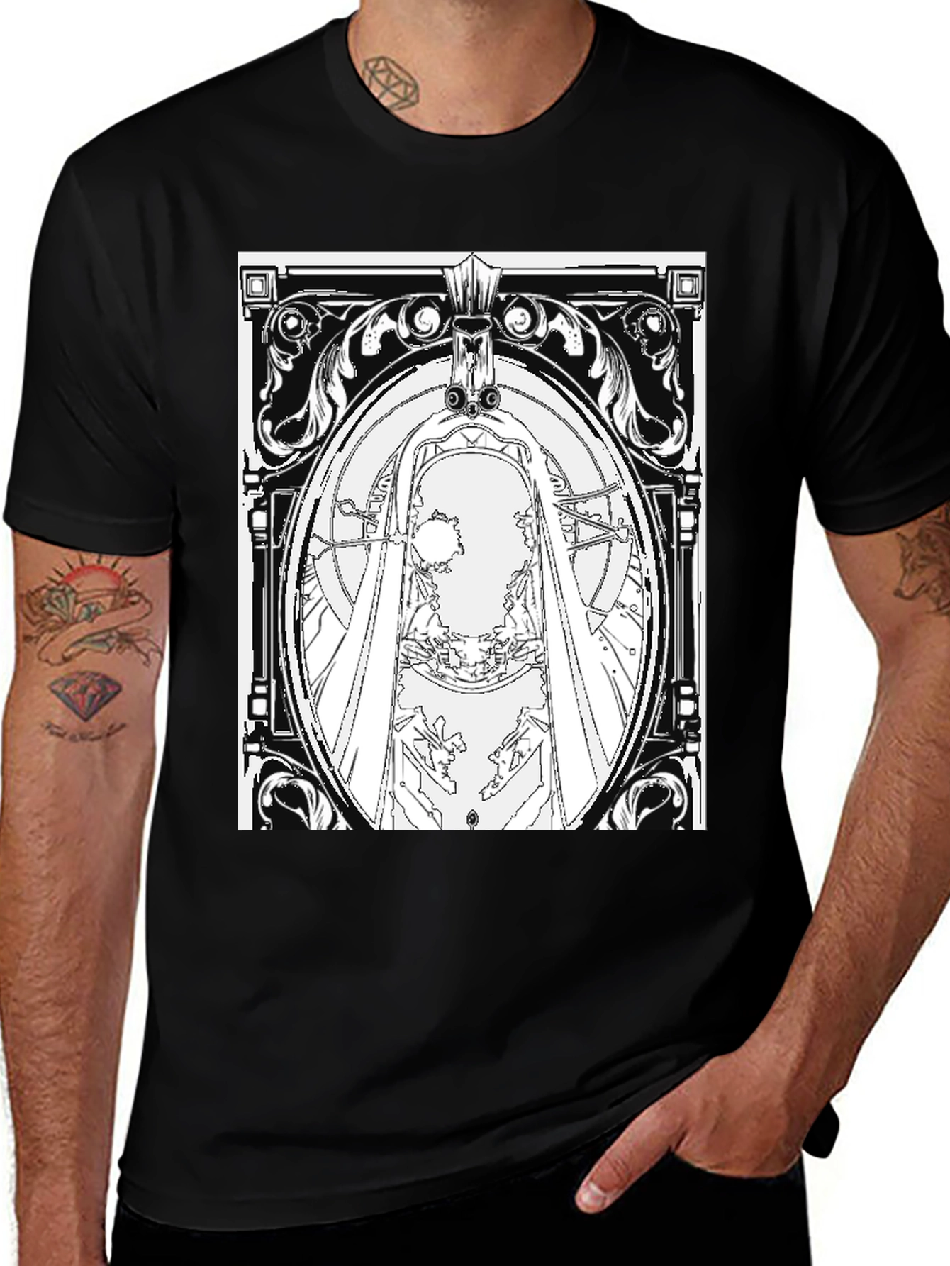 Variant 2 of Black T-Shirt with Ornate Graphic