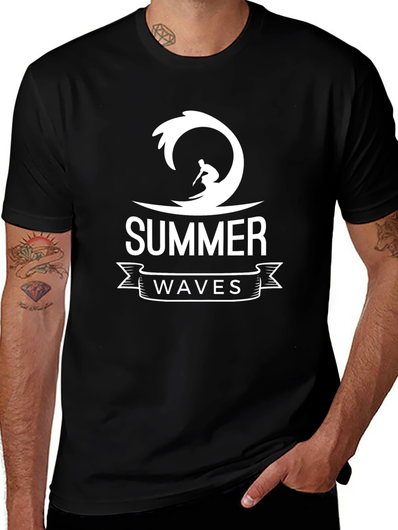 Variant 28 of Summer Waves T-Shirt - Surfer Design
