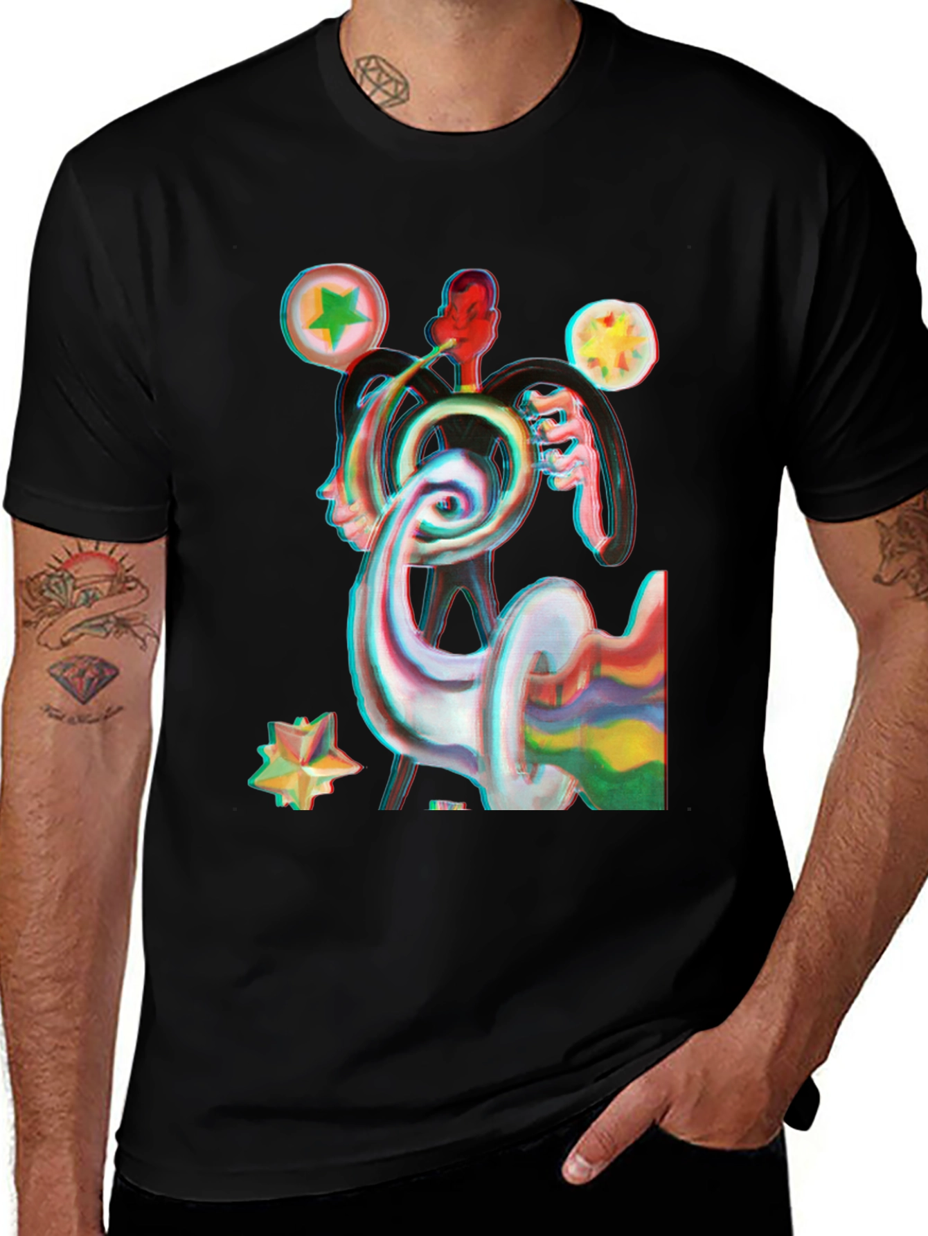 Variant 19 of Abstract Graphic Print Black Tee