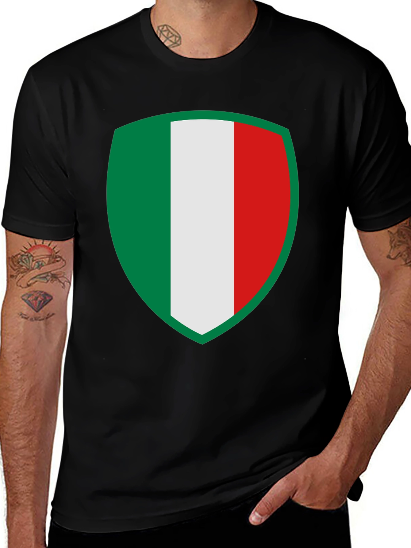 Italian Flag Shield Graphic T-Shirt