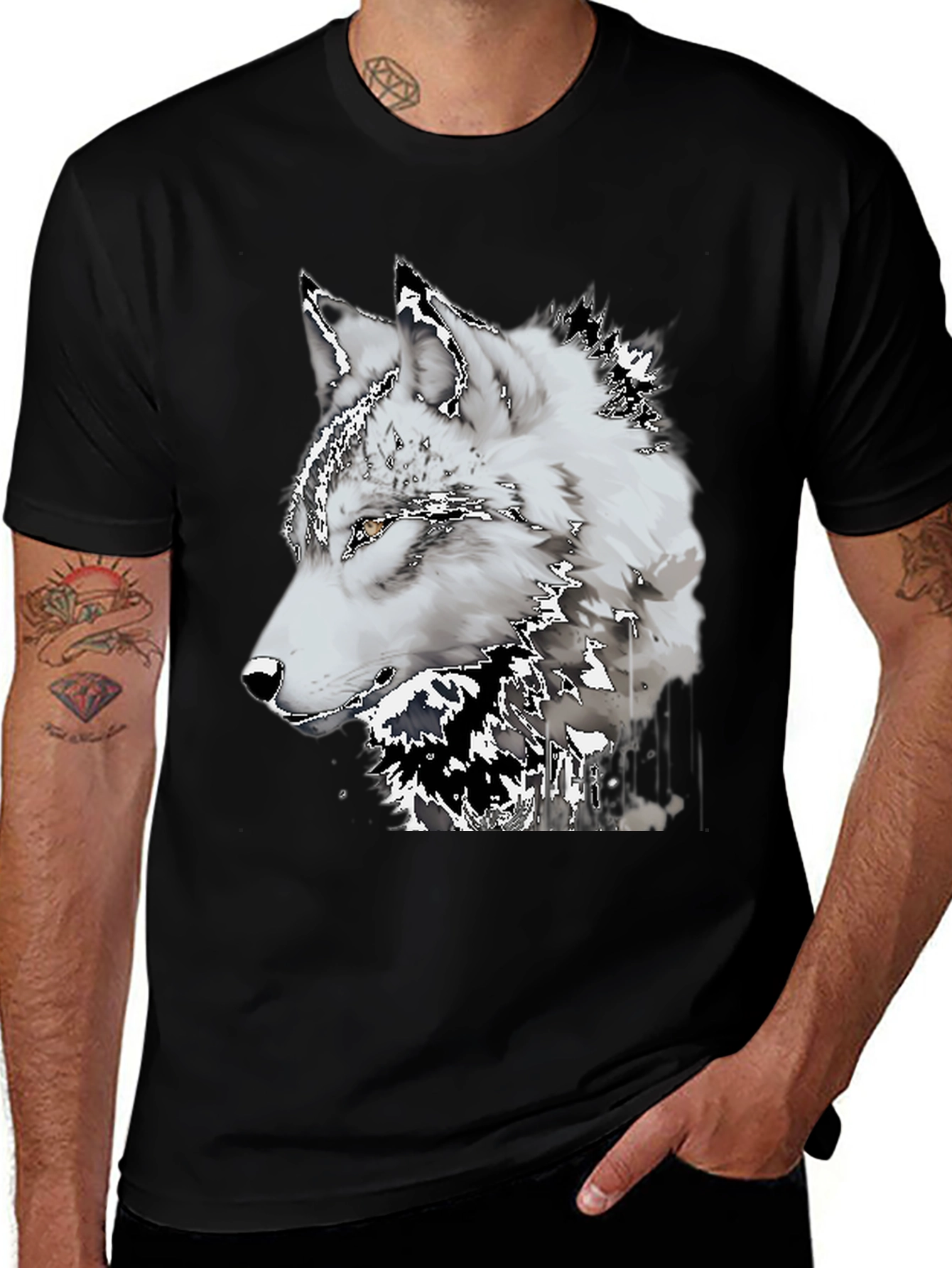 Black Wolf Graphic Tee - Black Short Sleeve Shirt main image