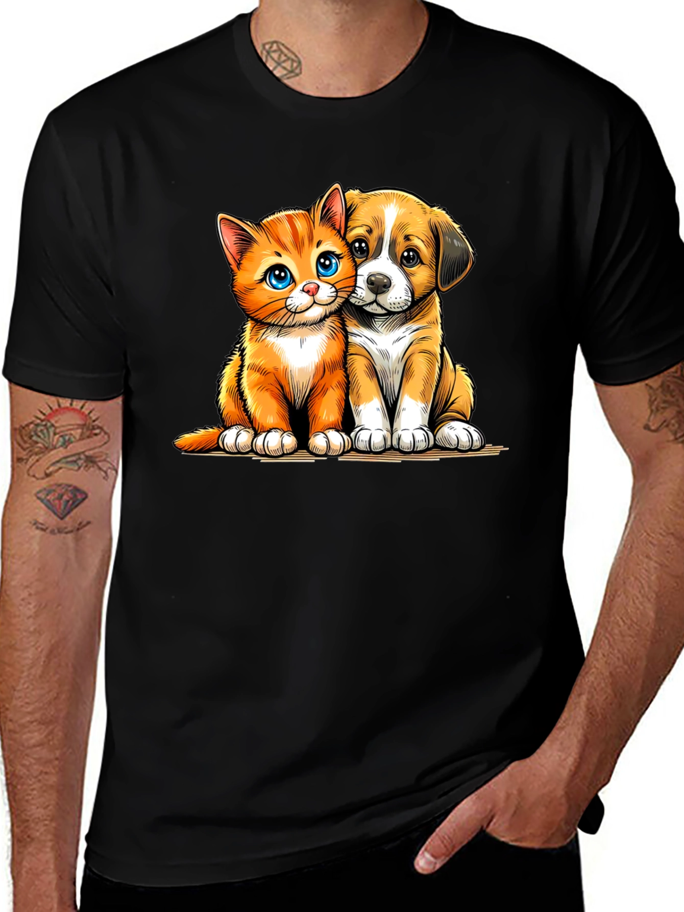 Variant 20 of Cute Kitten and Puppy T-Shirt