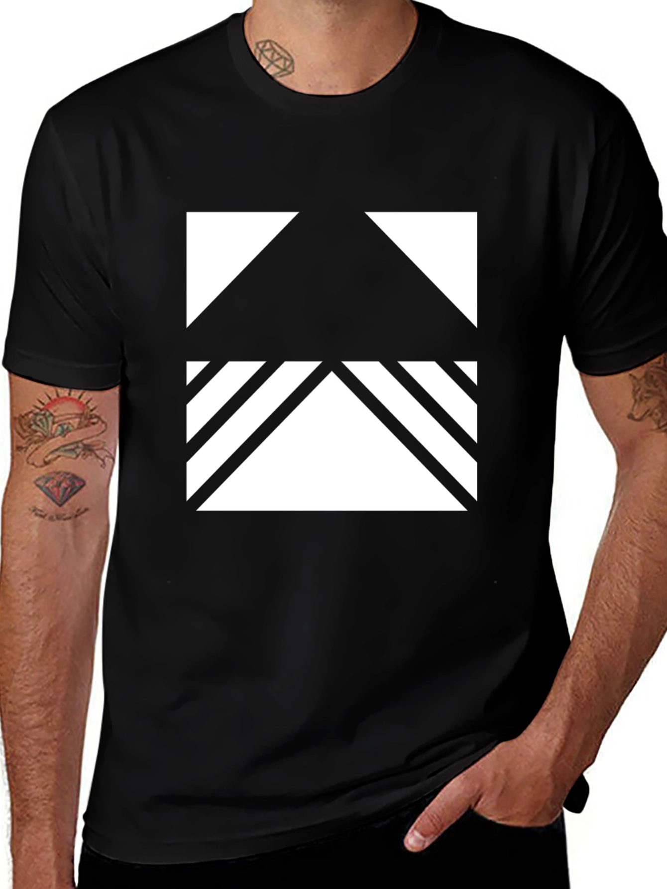 Variant 22 of Geometric Graphic Print Black T-Shirt