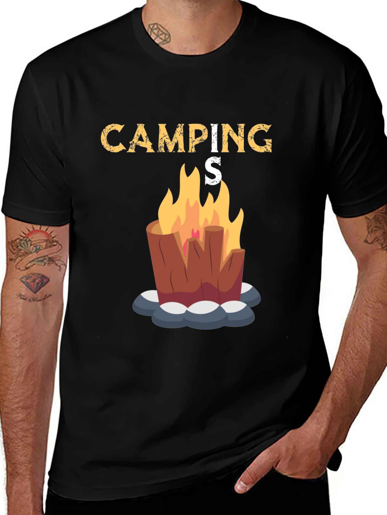 Variant 22 of Camping Bonfire Graphic Tee - Black Unisex T-Shirt