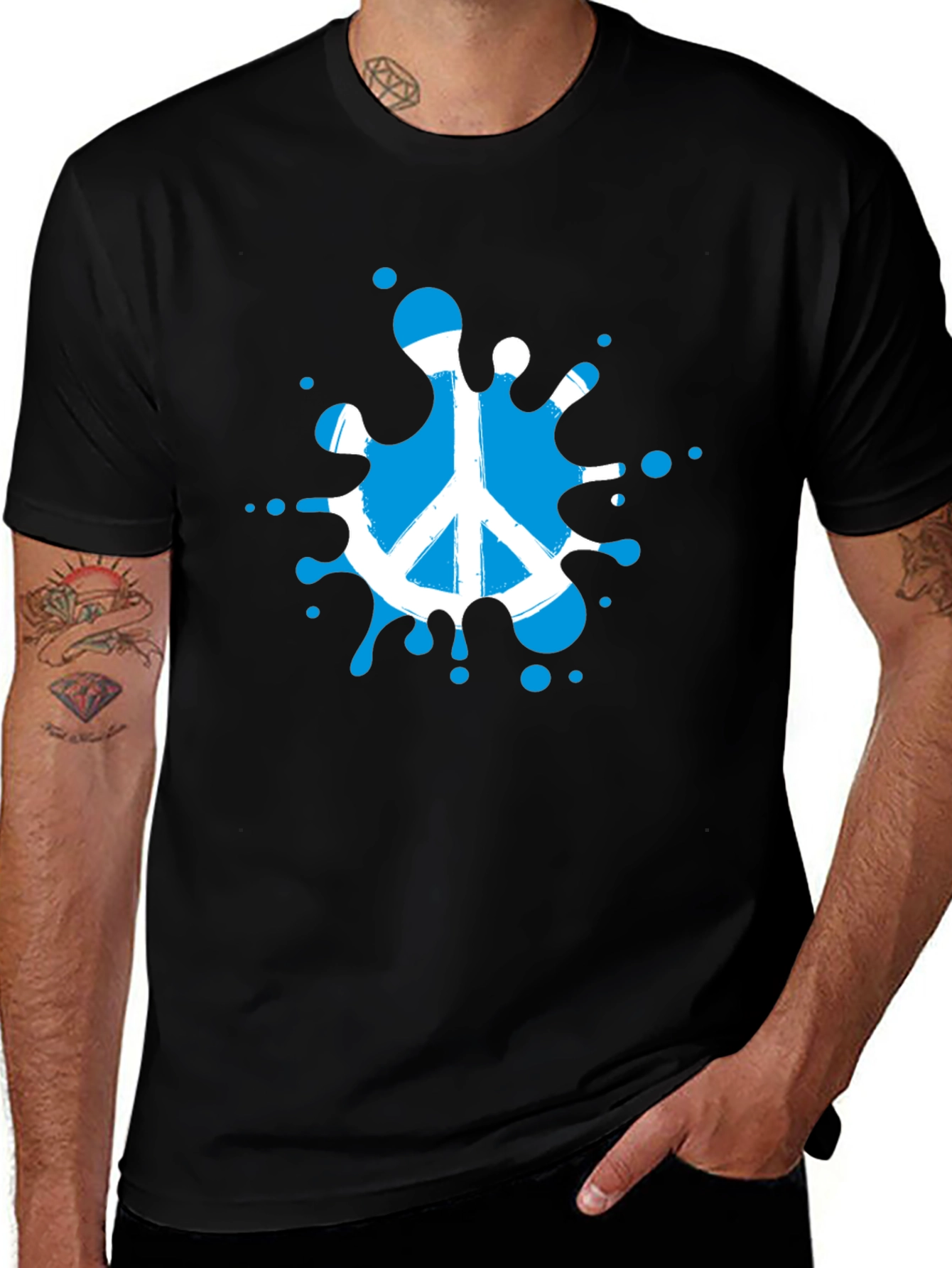 Variant 19 of Peace Sign Splash Black T-Shirt