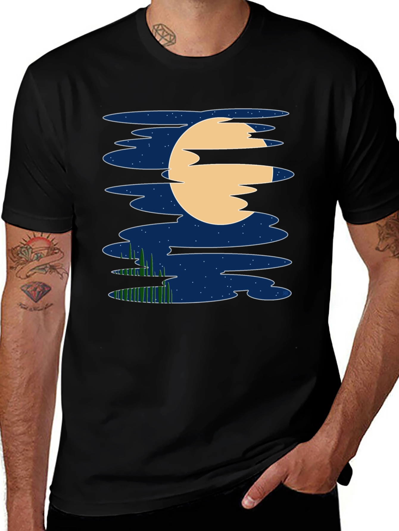 Variant 3 of Night Sky Moon T-Shirt - Unique Graphic Tee