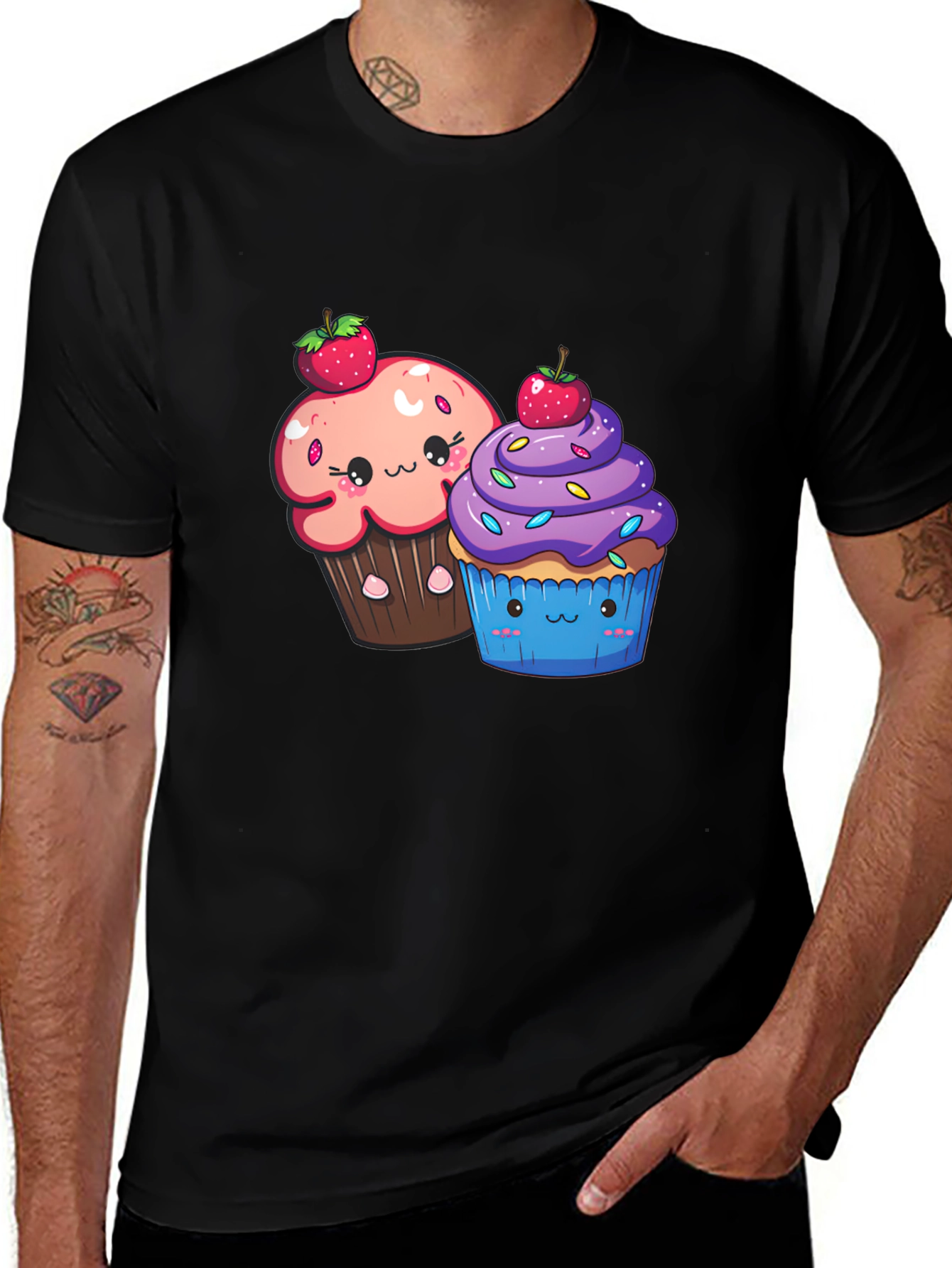 Cute Cartoon Cupcake T-Shirt - Fun Graphic Tee