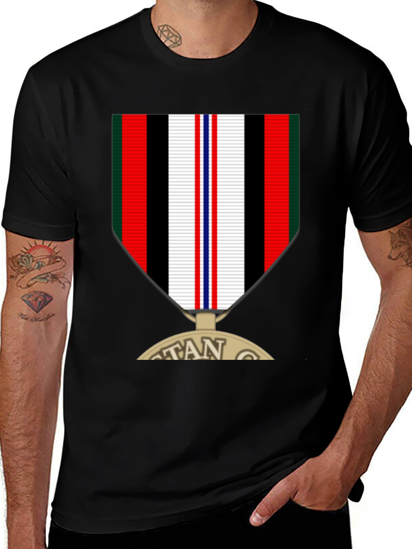 Variant 21 of Patriotic Medal Graphic T-Shirt - Stylish Crew Neck Top