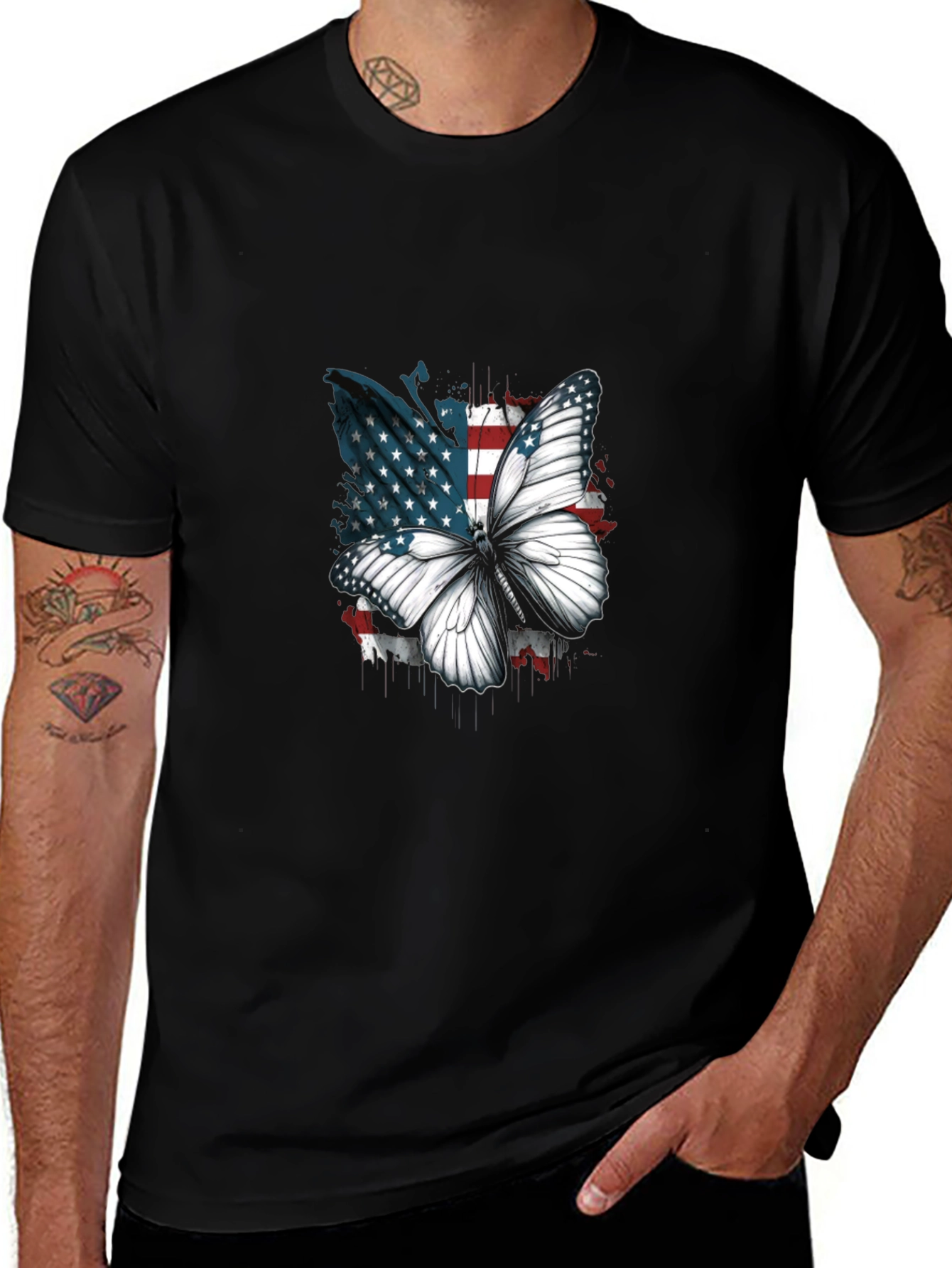 Variant 13 of American Flag Butterfly Graphic Tee