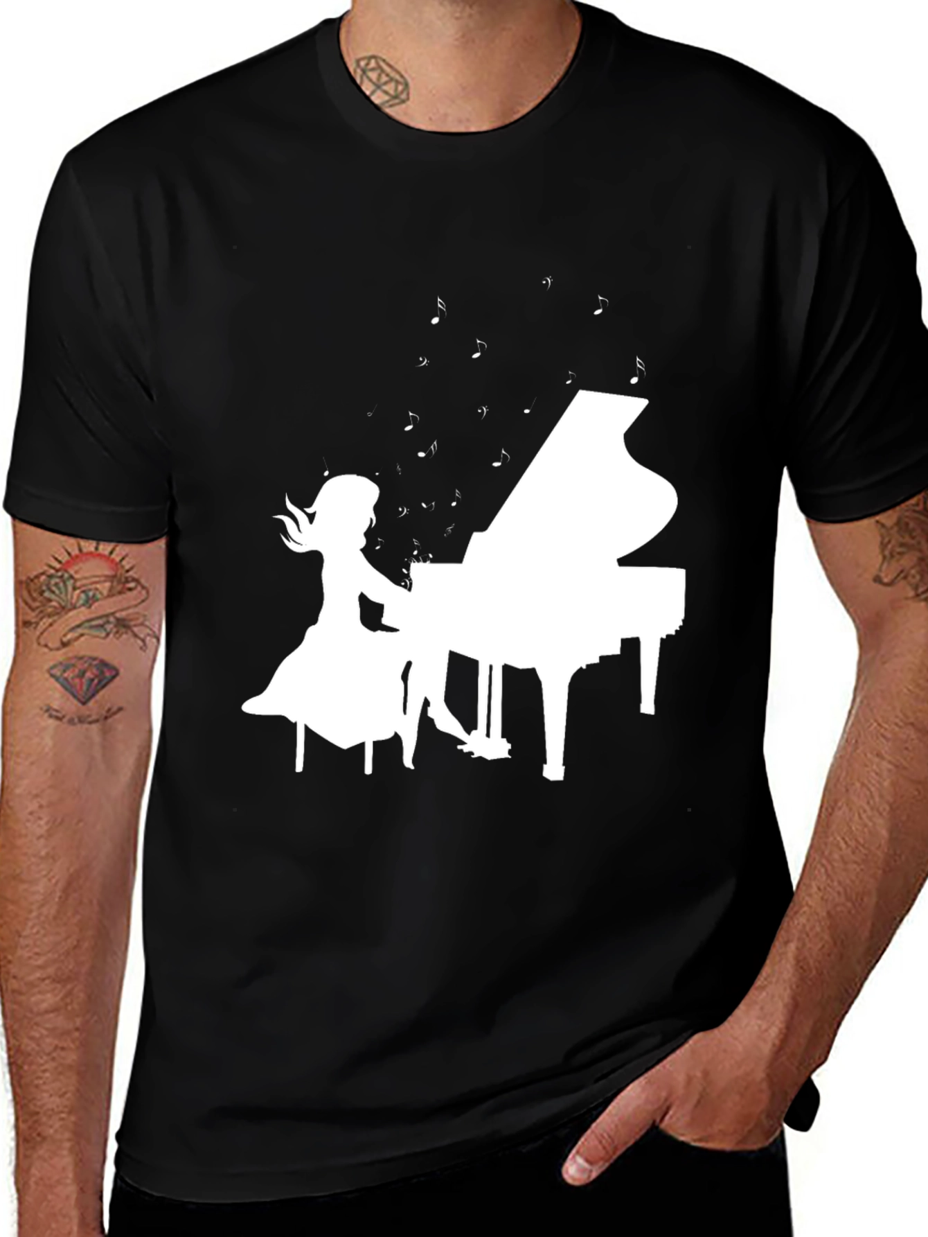 Variant 25 of Piano Girl Graphic Tee - Musician's Style