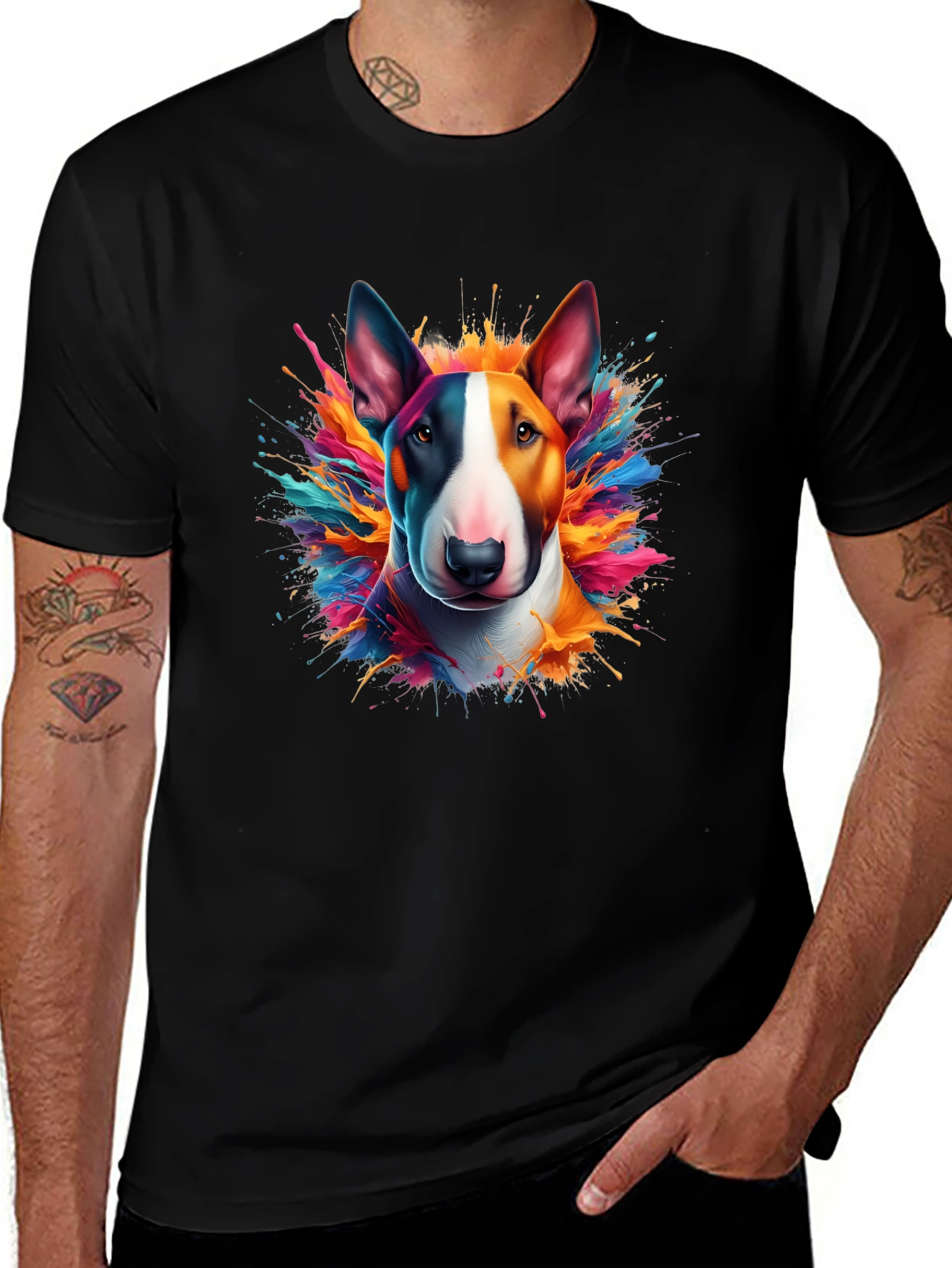 Dog Art T-Shirt - Colorful Bull Terrier Tee