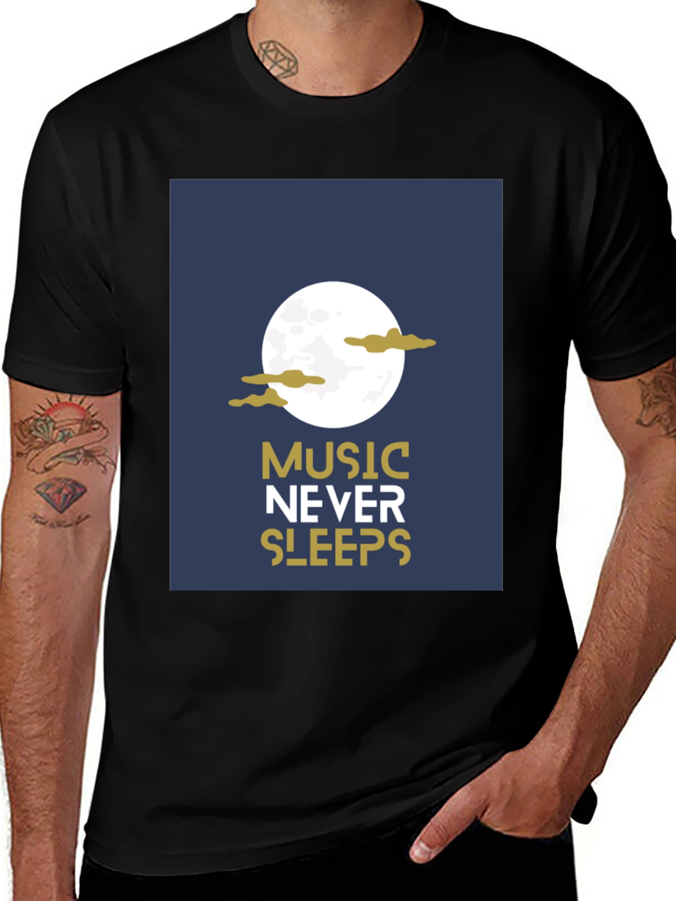 Variant 8 of Music Never Sleeps Graphic Tee - Black