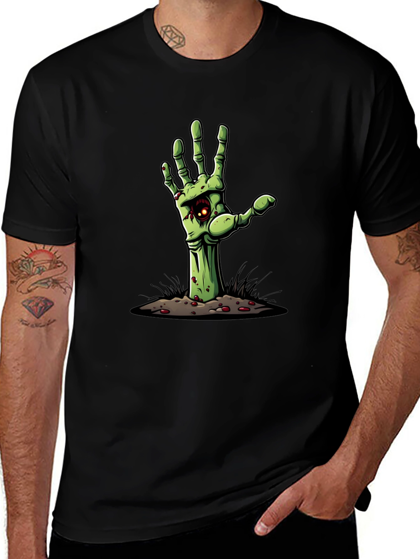 Black Zombie Hand Graphic Tee - Halloween T-Shirt main image
