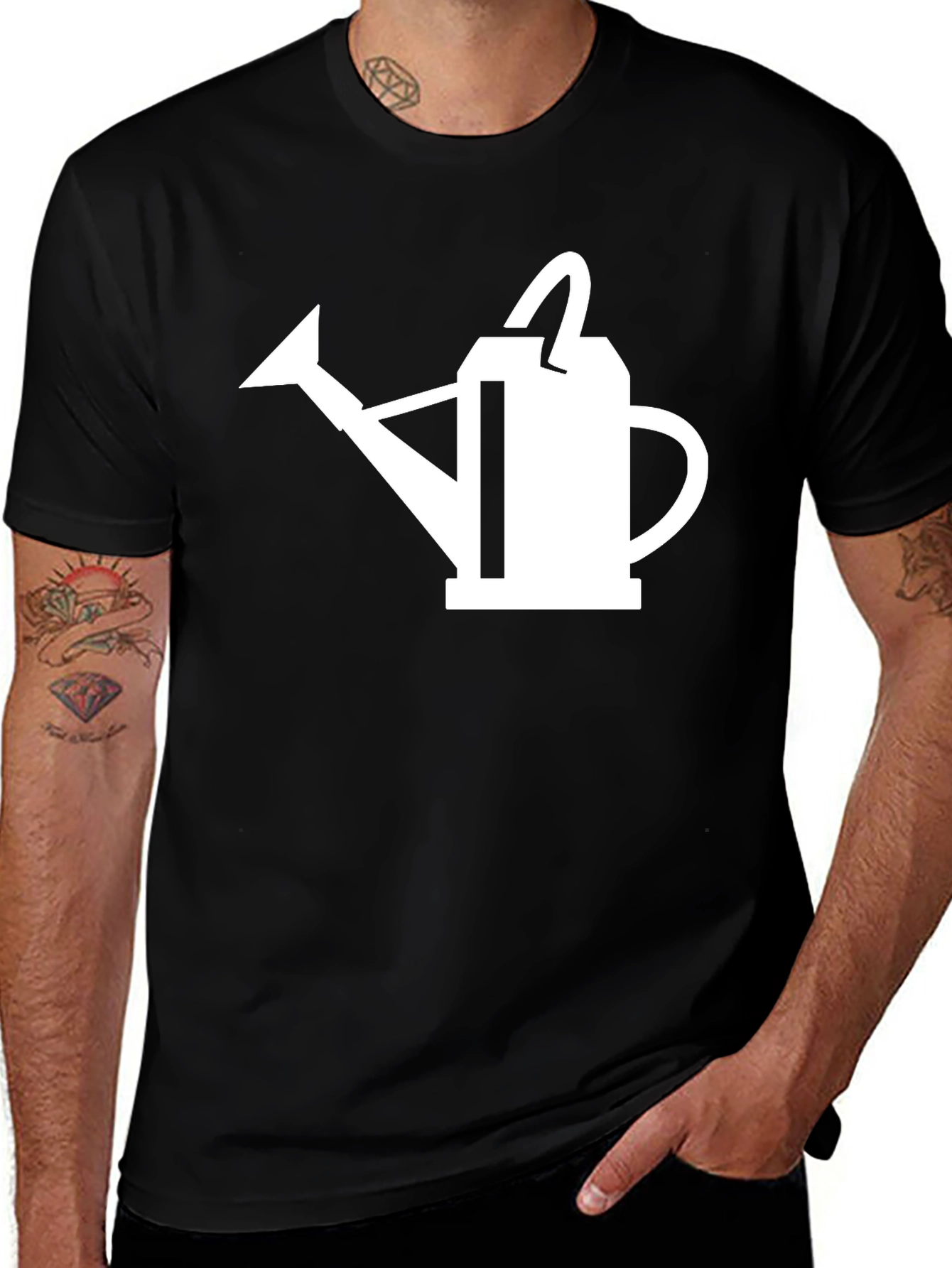 Variant 3 of Watering Can Graphic Tee - Black