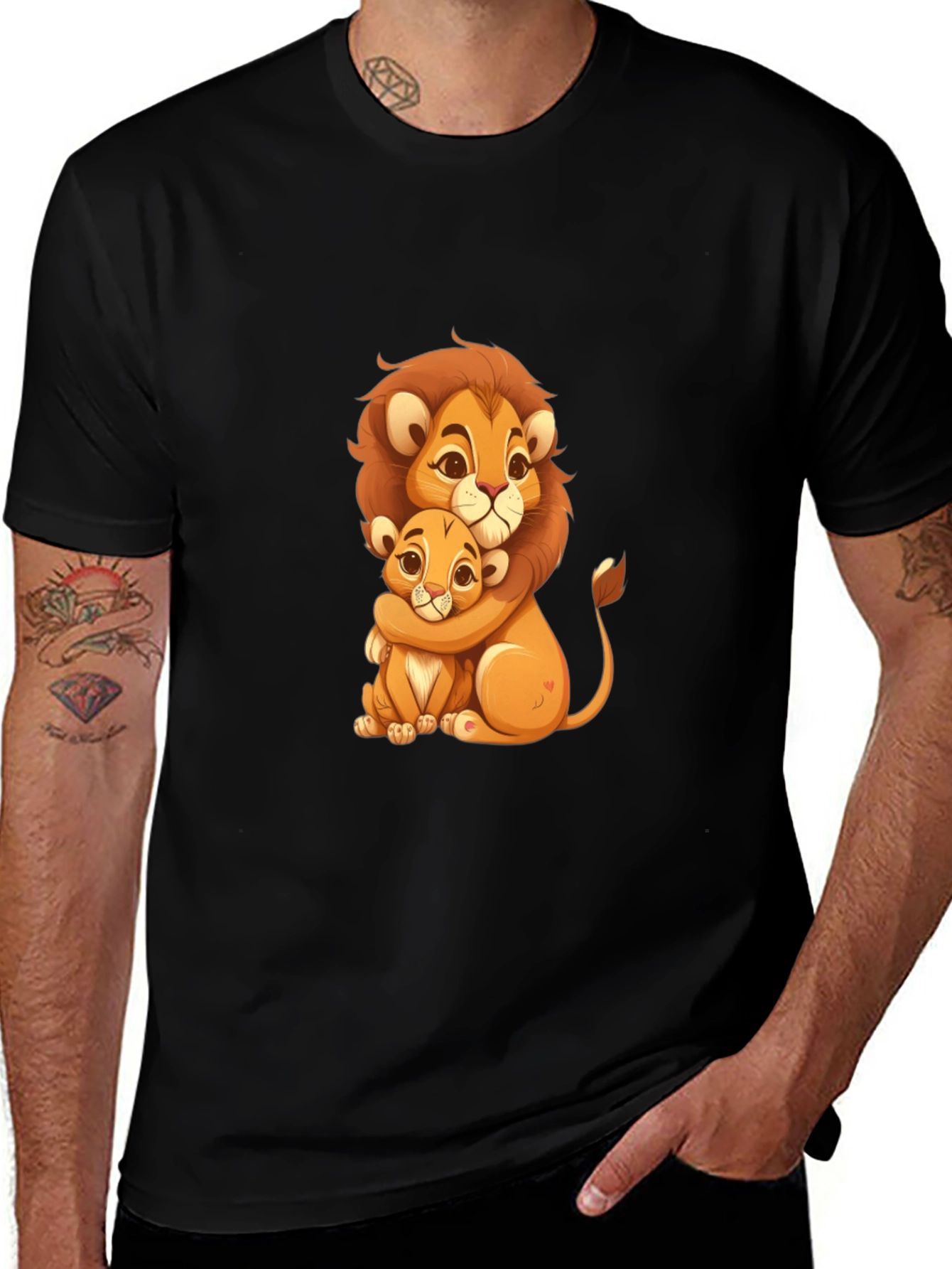 Lion King Cartoon Graphic Black Tee