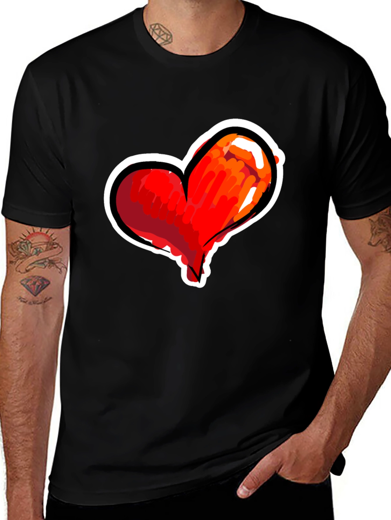 Variant 26 of Red Heart Graphic Black T-Shirt