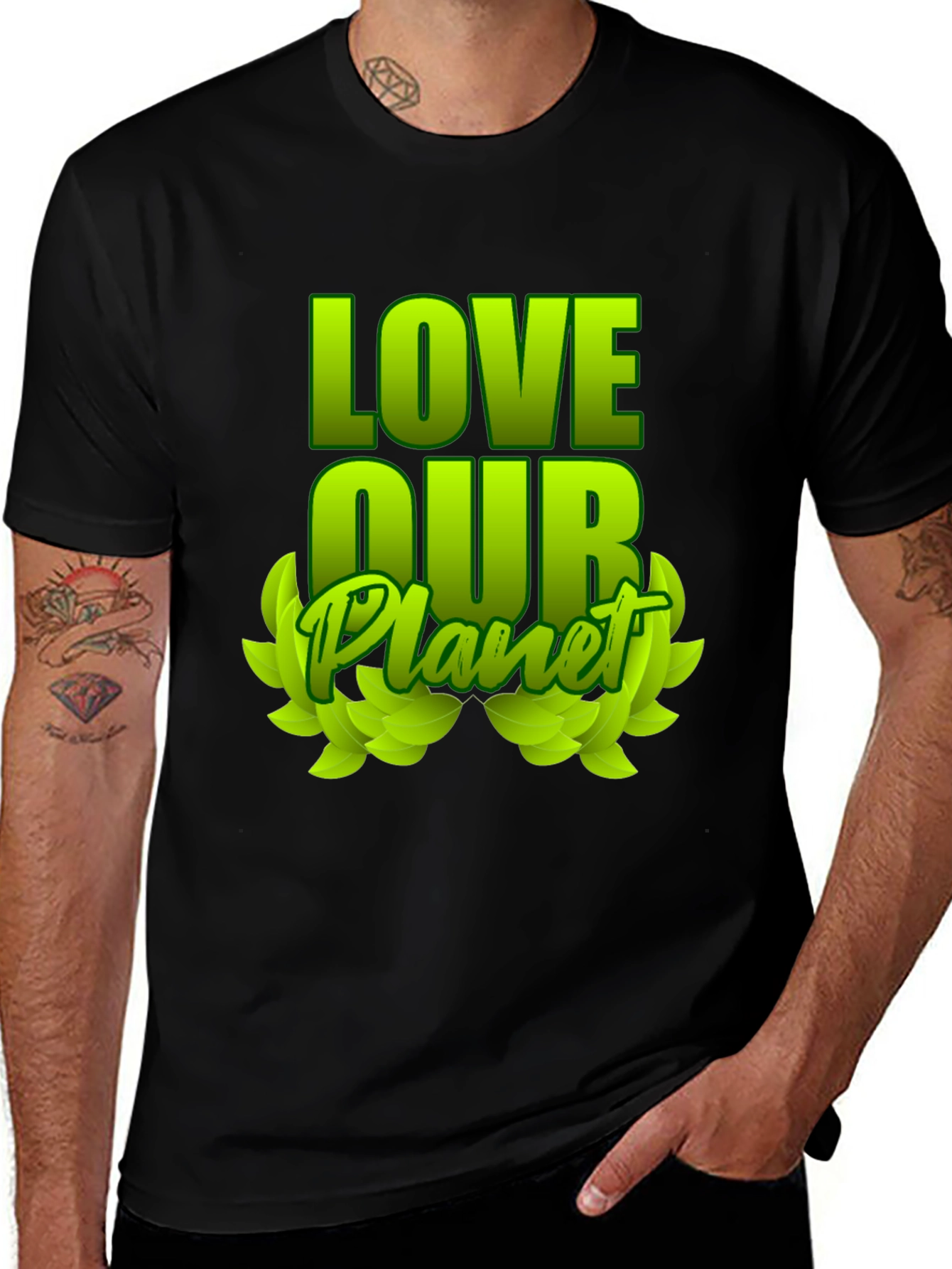 Variant 17 of Love Our Planet Green Graphic T-Shirt