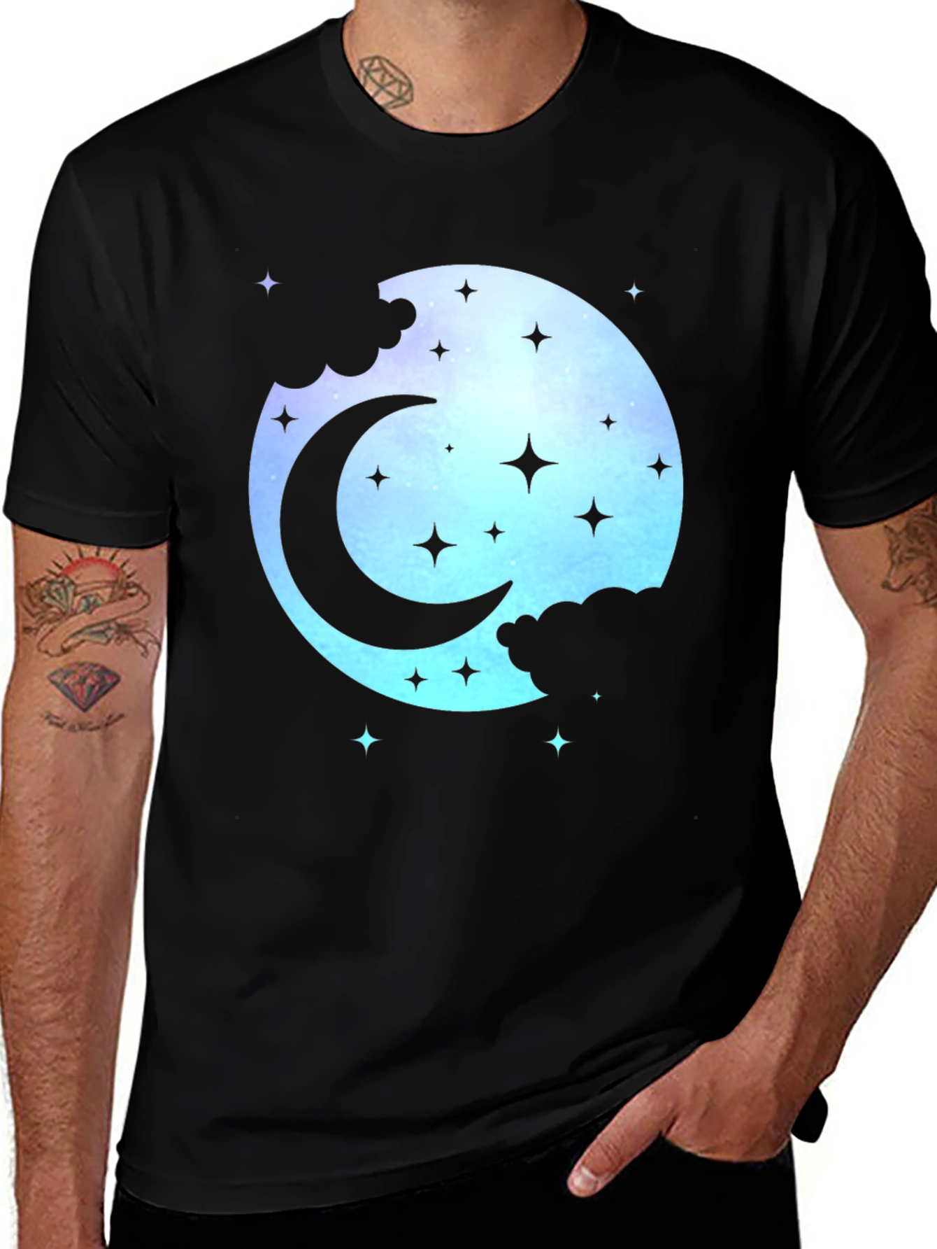 Variant 17 of Cosmic Crescent Moon Graphic Tee