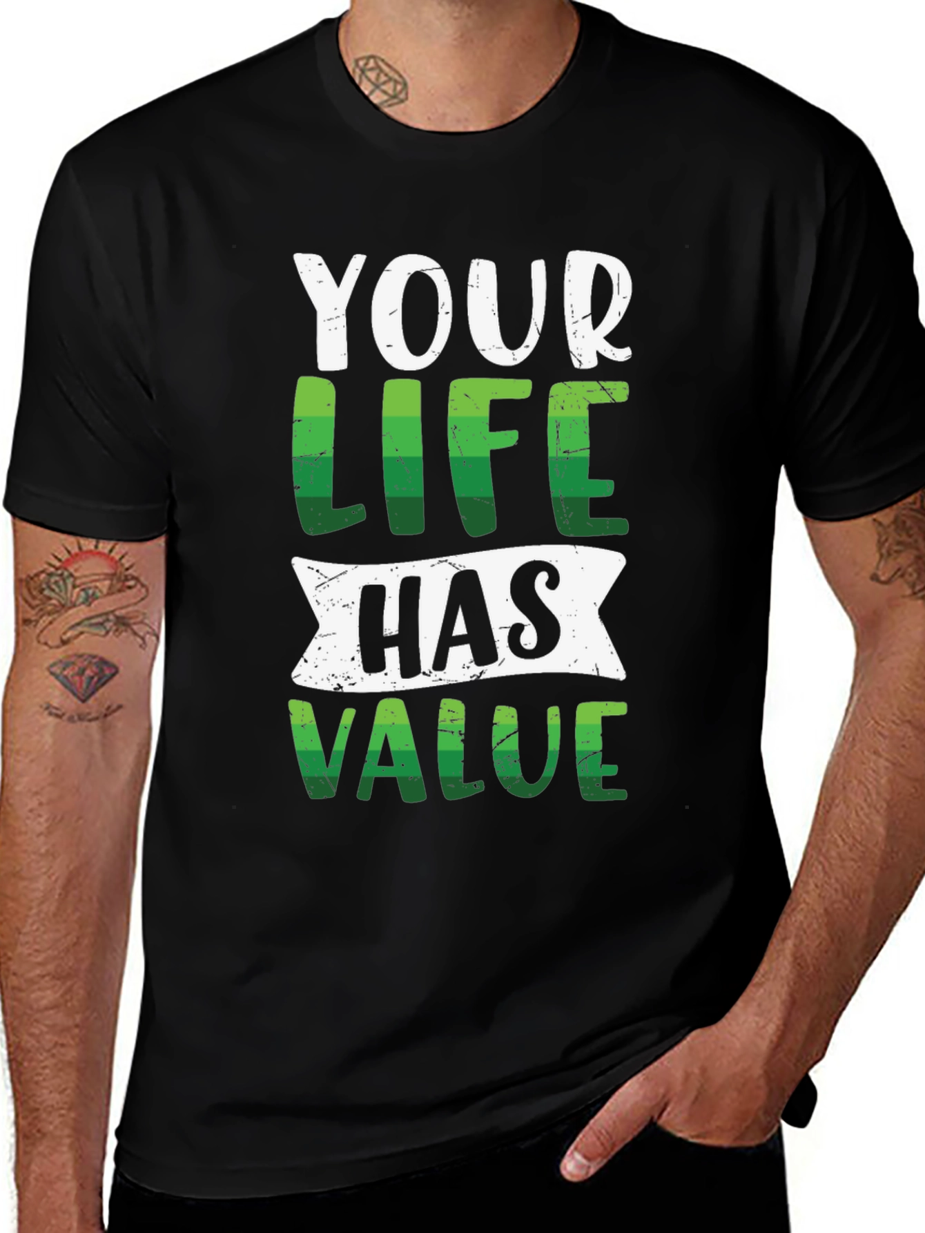 Your Life Has Value Graphic Tee - Black