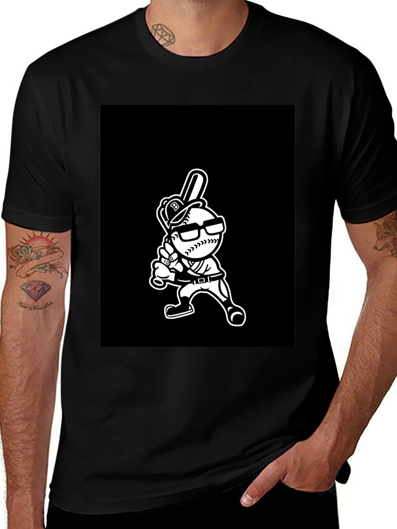 Variant 23 of Baseball Player Cartoon Graphic T-Shirt