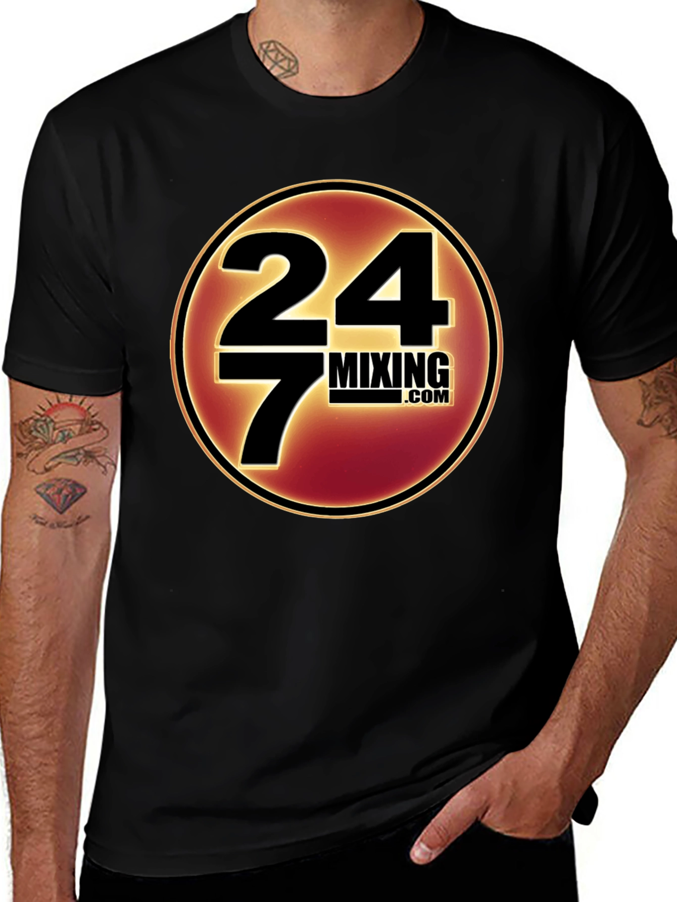 24/7 Mixing.com T-Shirt Black Cotton Casual Wear