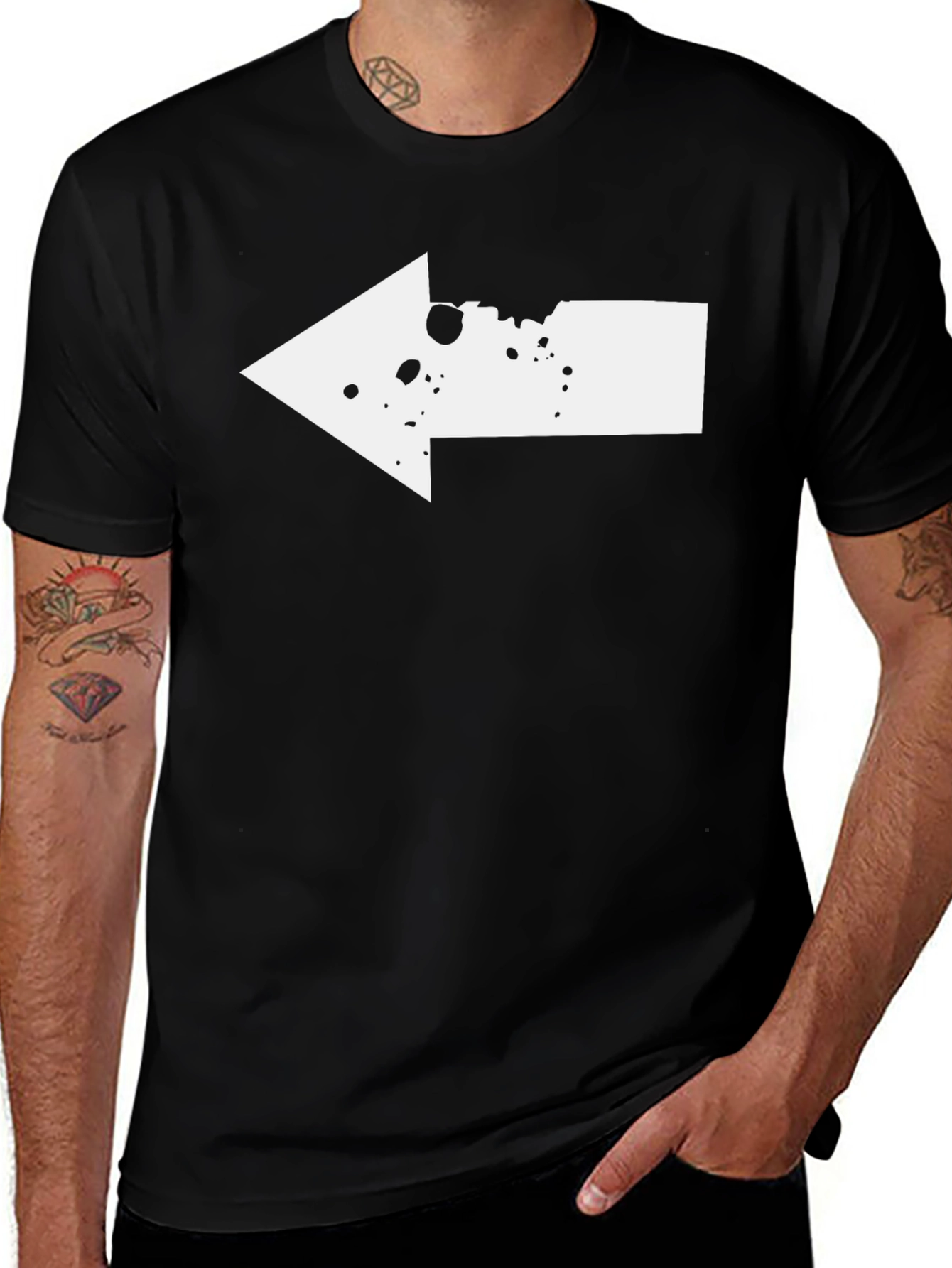 Variant 8 of Left Arrow Graphic Tee - Black Cotton T-Shirt