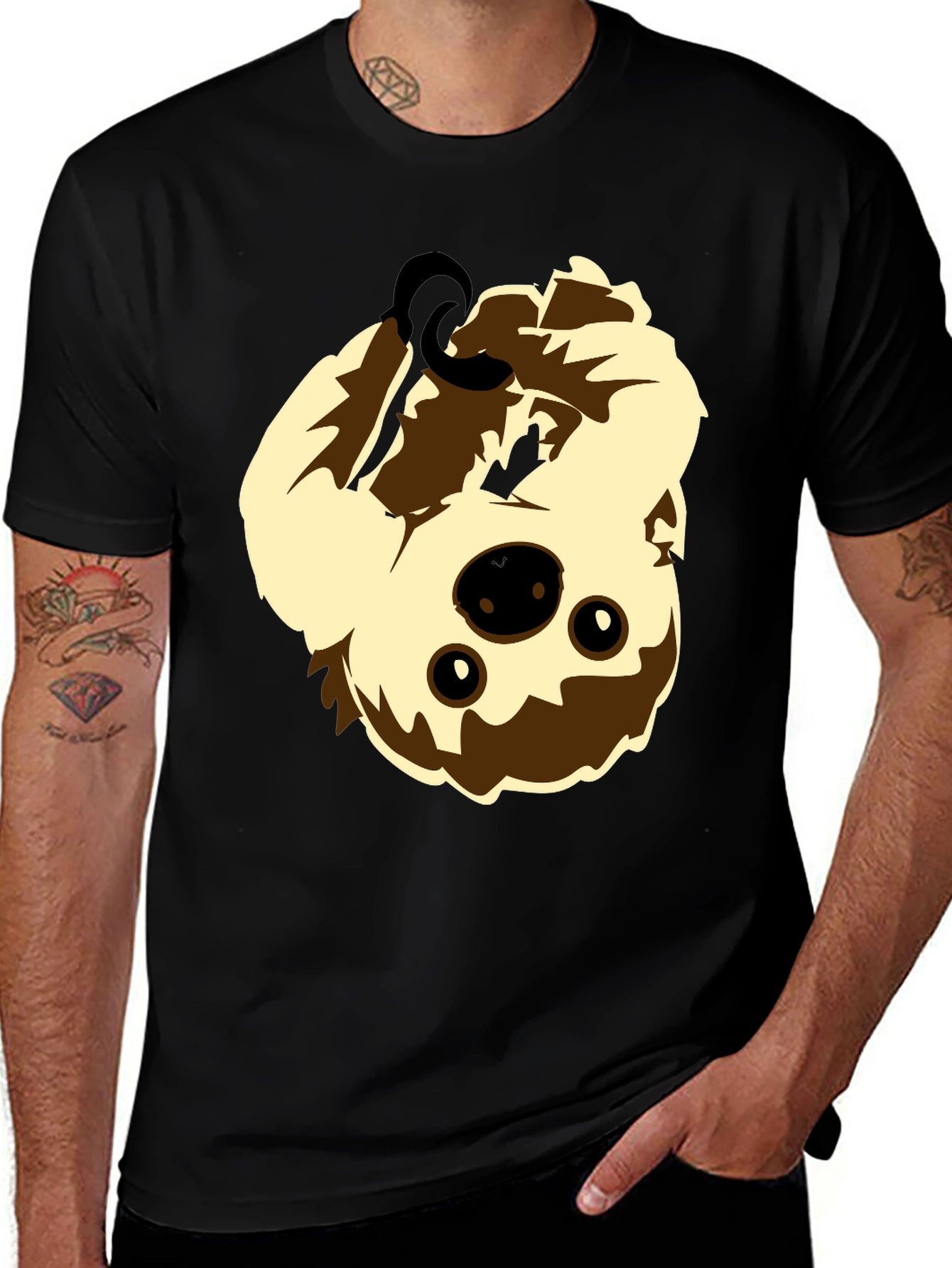 Variant 20 of Upside Down Sloth Graphic Tee - Black Cotton Shirt