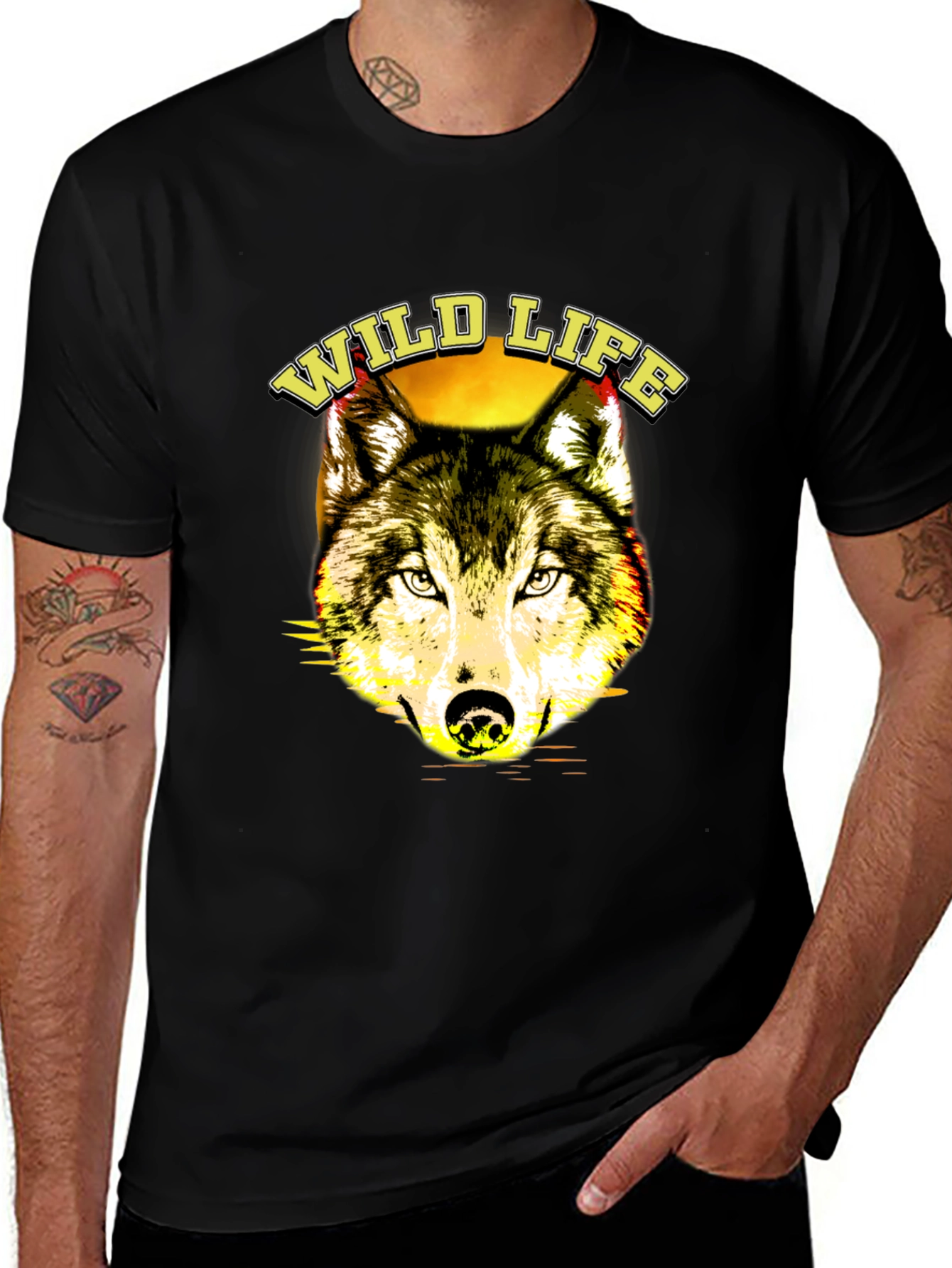 Variant 16 of Wildlife Wolf Graphic T-Shirt - Black