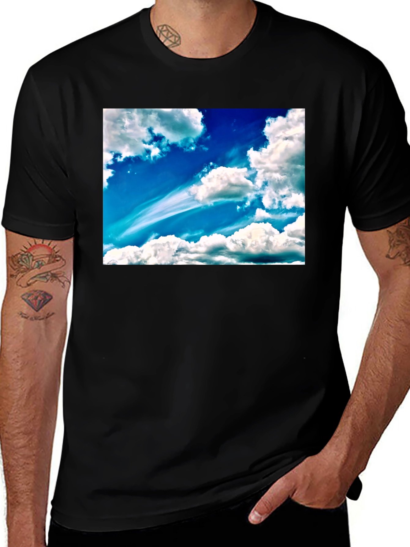 Variant 3 of Sky Cloudscape Graphic Tee - Cotton Blend T-Shirt
