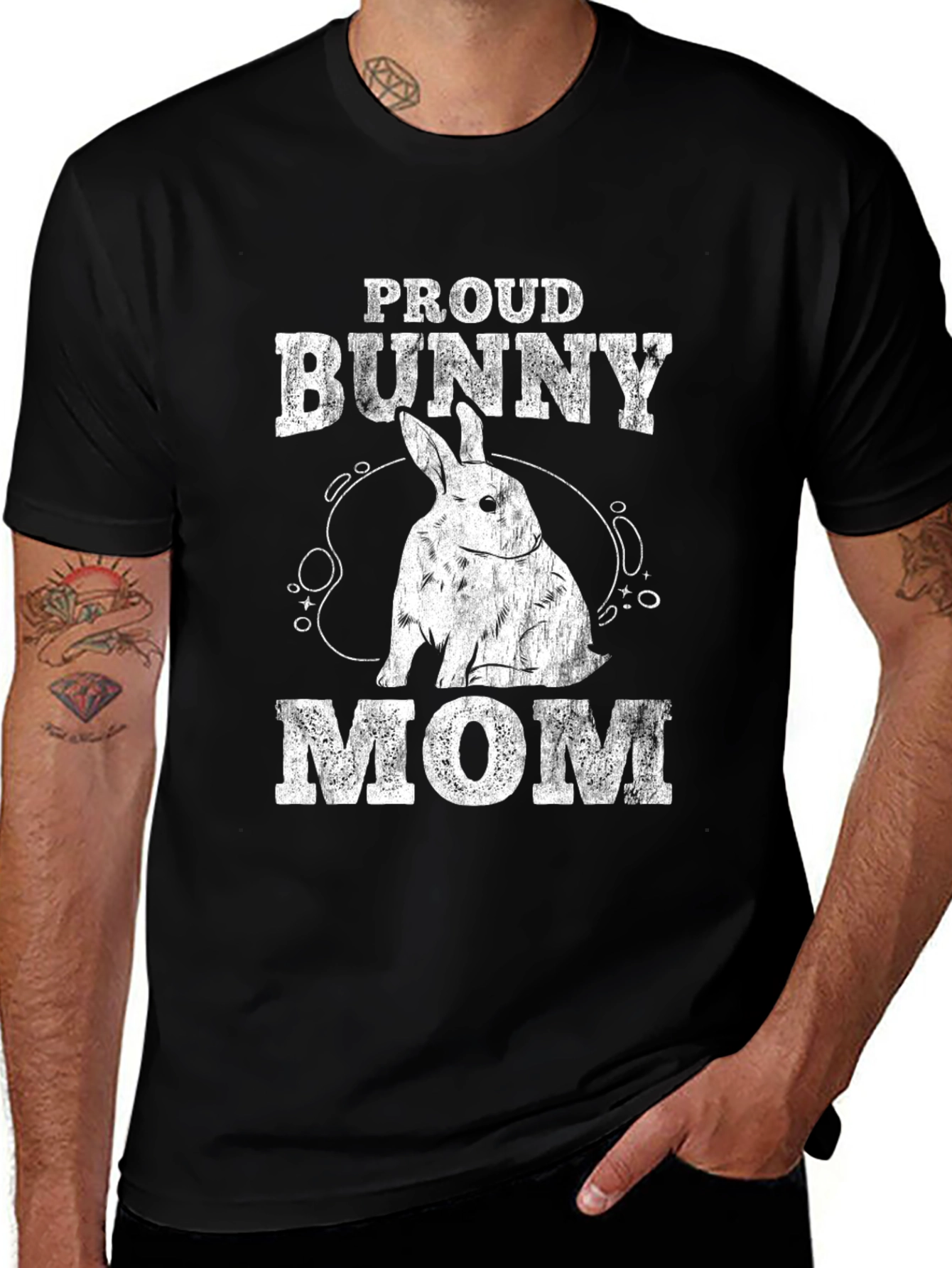 Variant 30 of Proud Bunny Mom T-Shirt - Black Cotton Tee