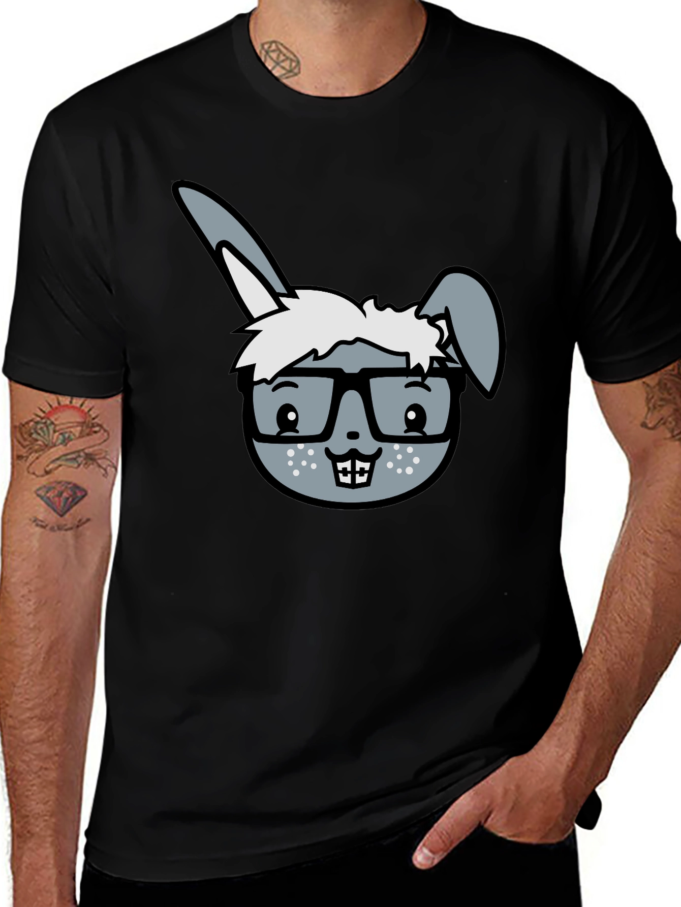 Variant 28 of Funny Rabbit Geek T-Shirt - Nerd Bunny Tee