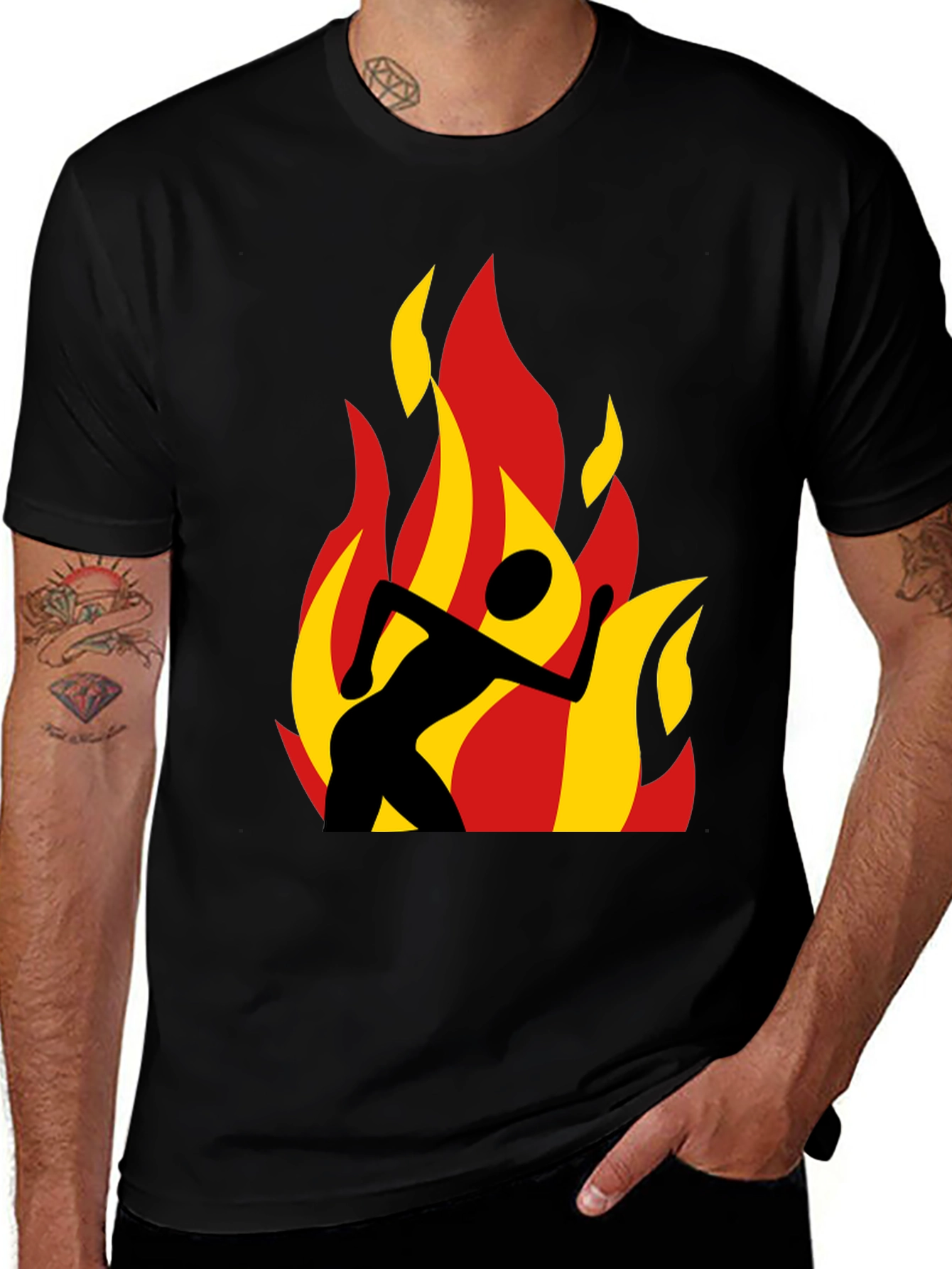 Variant 30 of Flaming Runner Black Graphic Tee