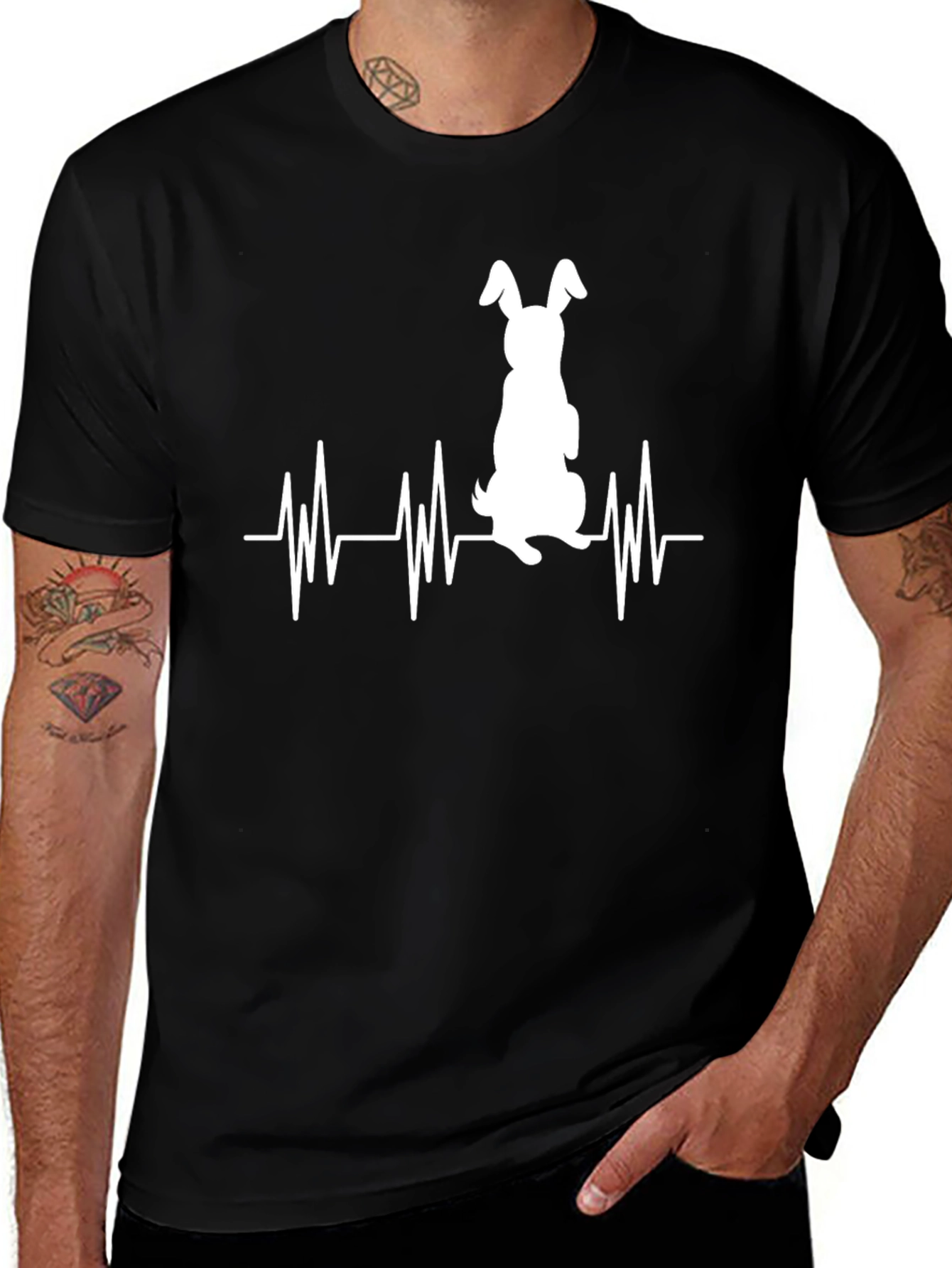 Variant 5 of Bunny Heartbeat Black T-Shirt