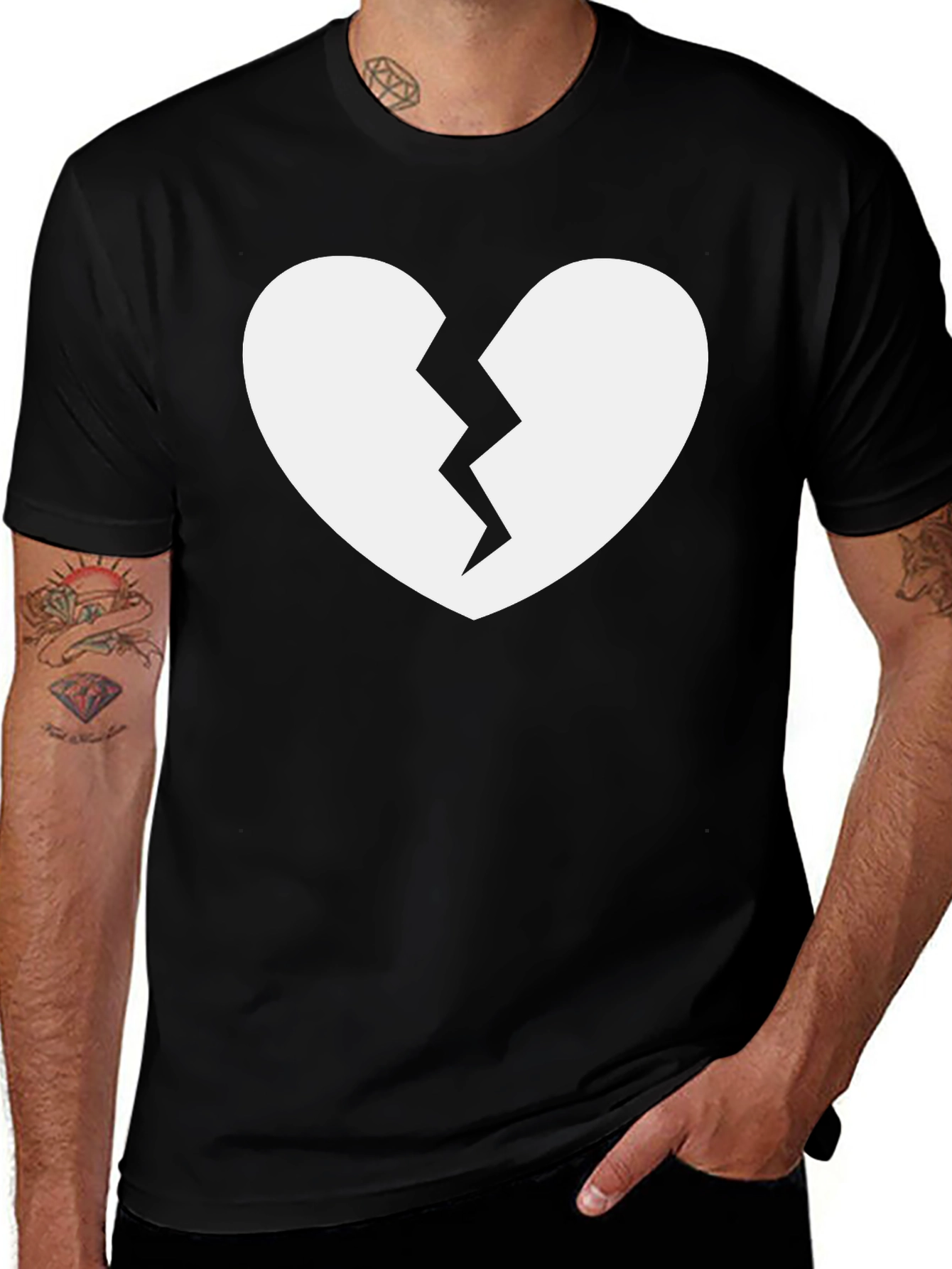 Variant 16 of Broken Heart Graphic Tee - Unisex Black T-Shirt