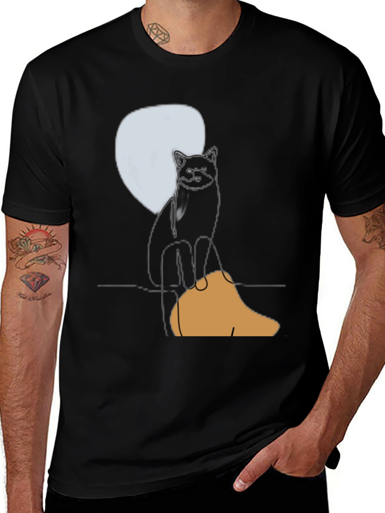 Variant 20 of Black Cat Moon Graphic Tee