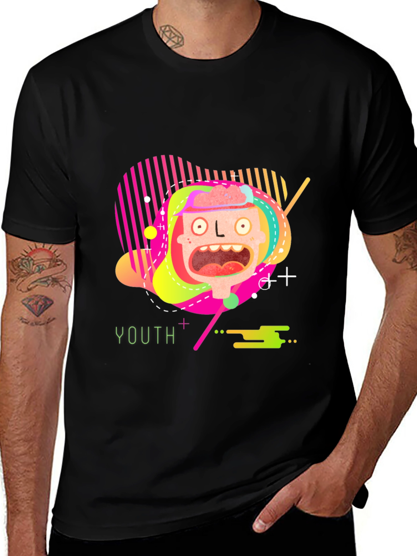 Variant 24 of Youthful Graphic Tee - Abstract Neon Design