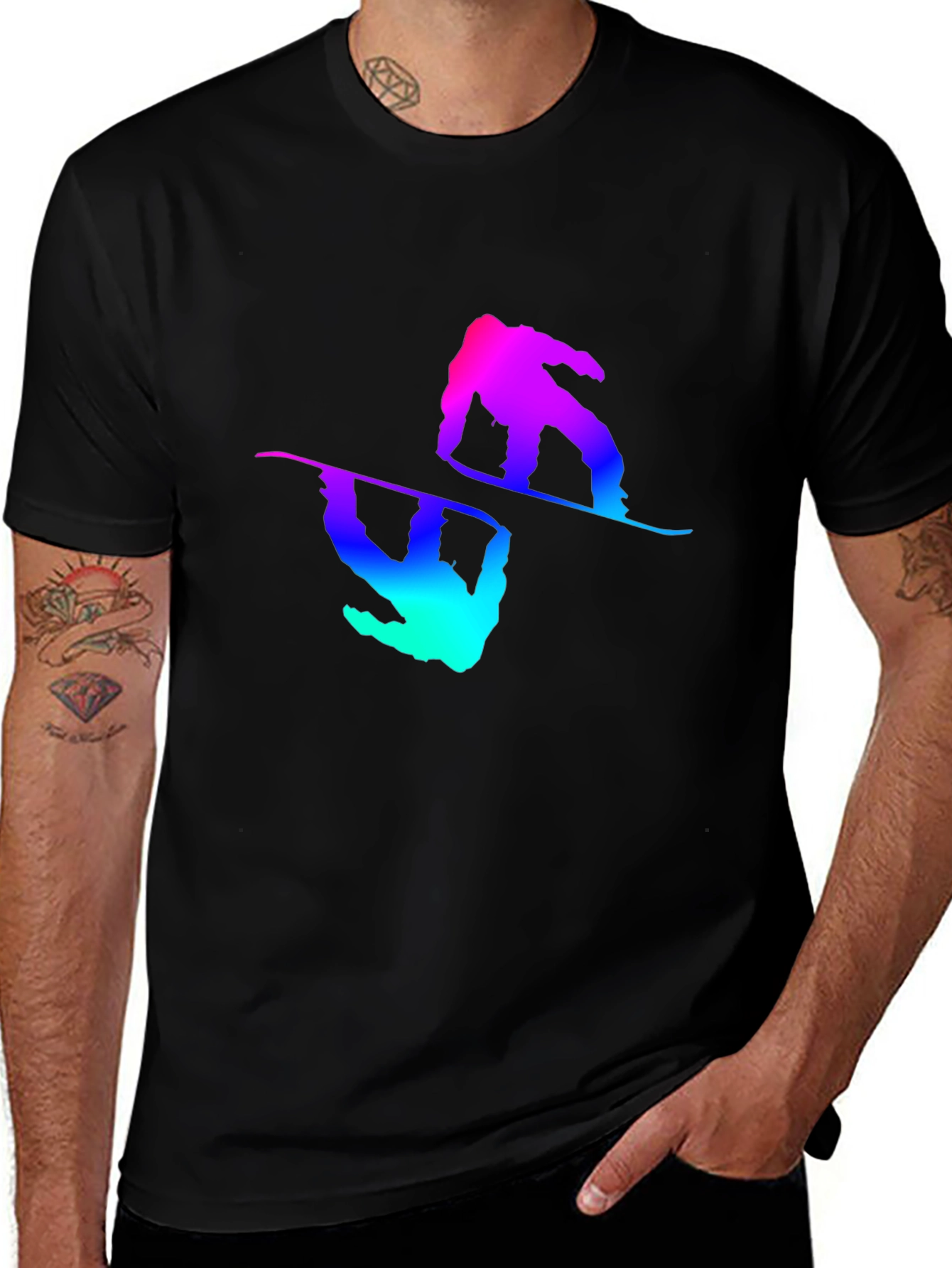 Variant 5 of Snowboarder Graphic Tee - Black T-Shirt