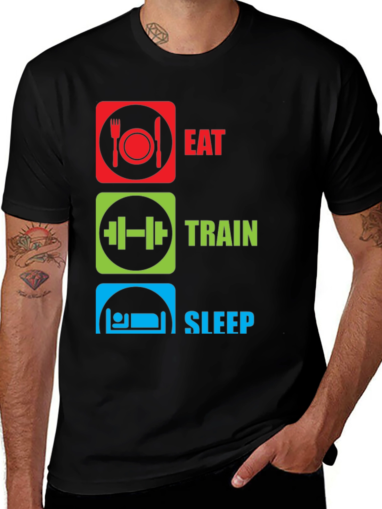 Variant 28 of Eat Train Sleep Fitness T-Shirt, Gym Workout Tee