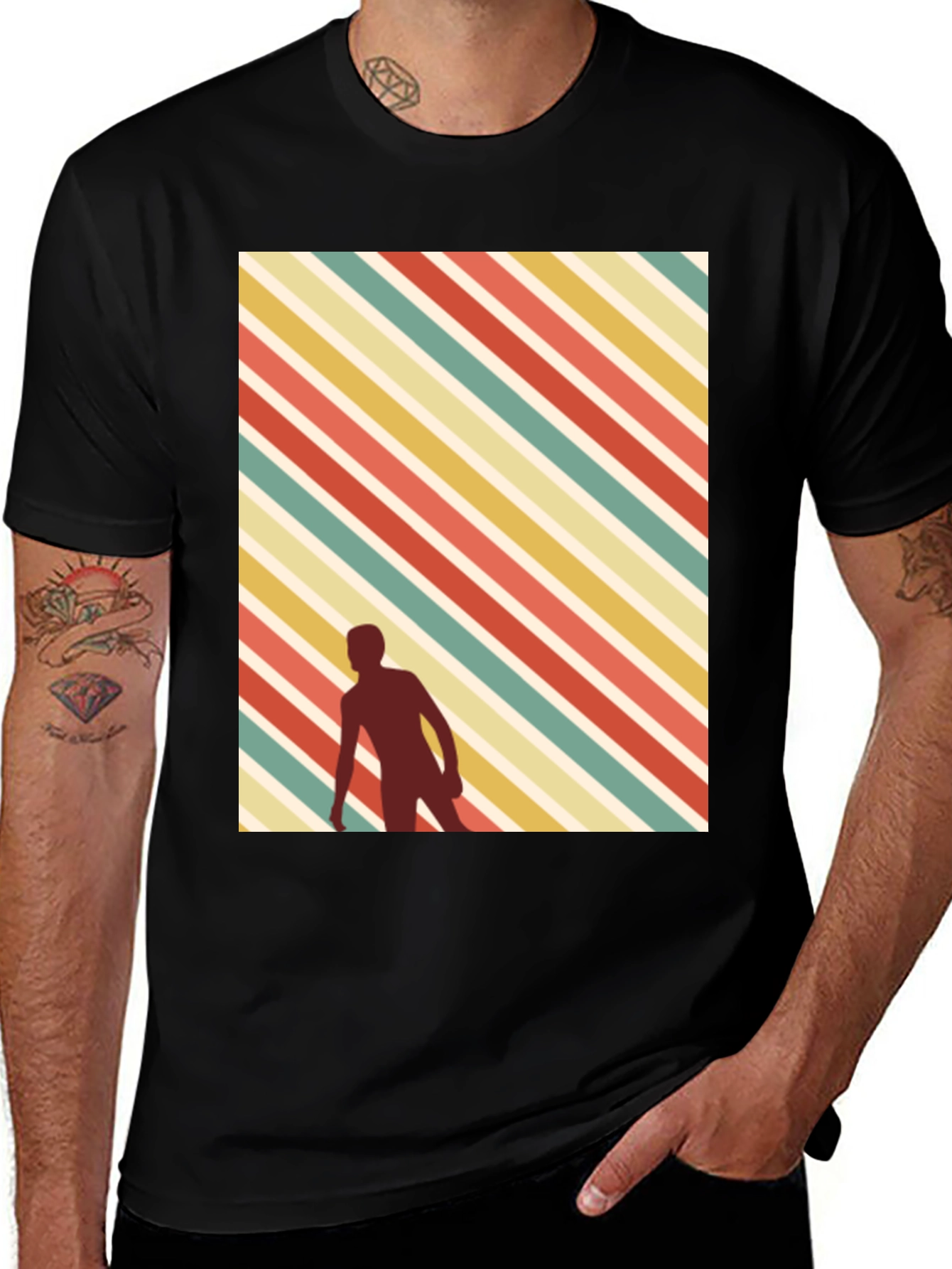 Variant 18 of Retro Striped Skater Tee - Black