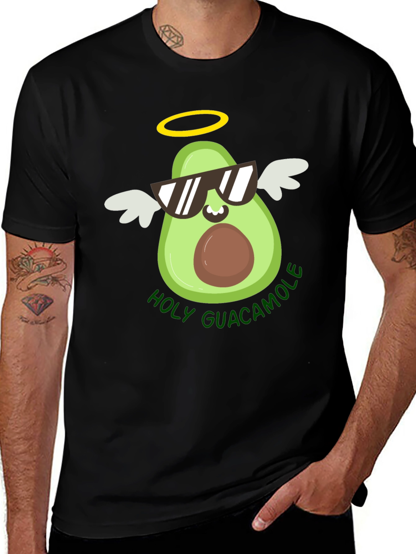 Variant 24 of Holy Guacamole T-Shirt - Avocado Angel Graphic Tee