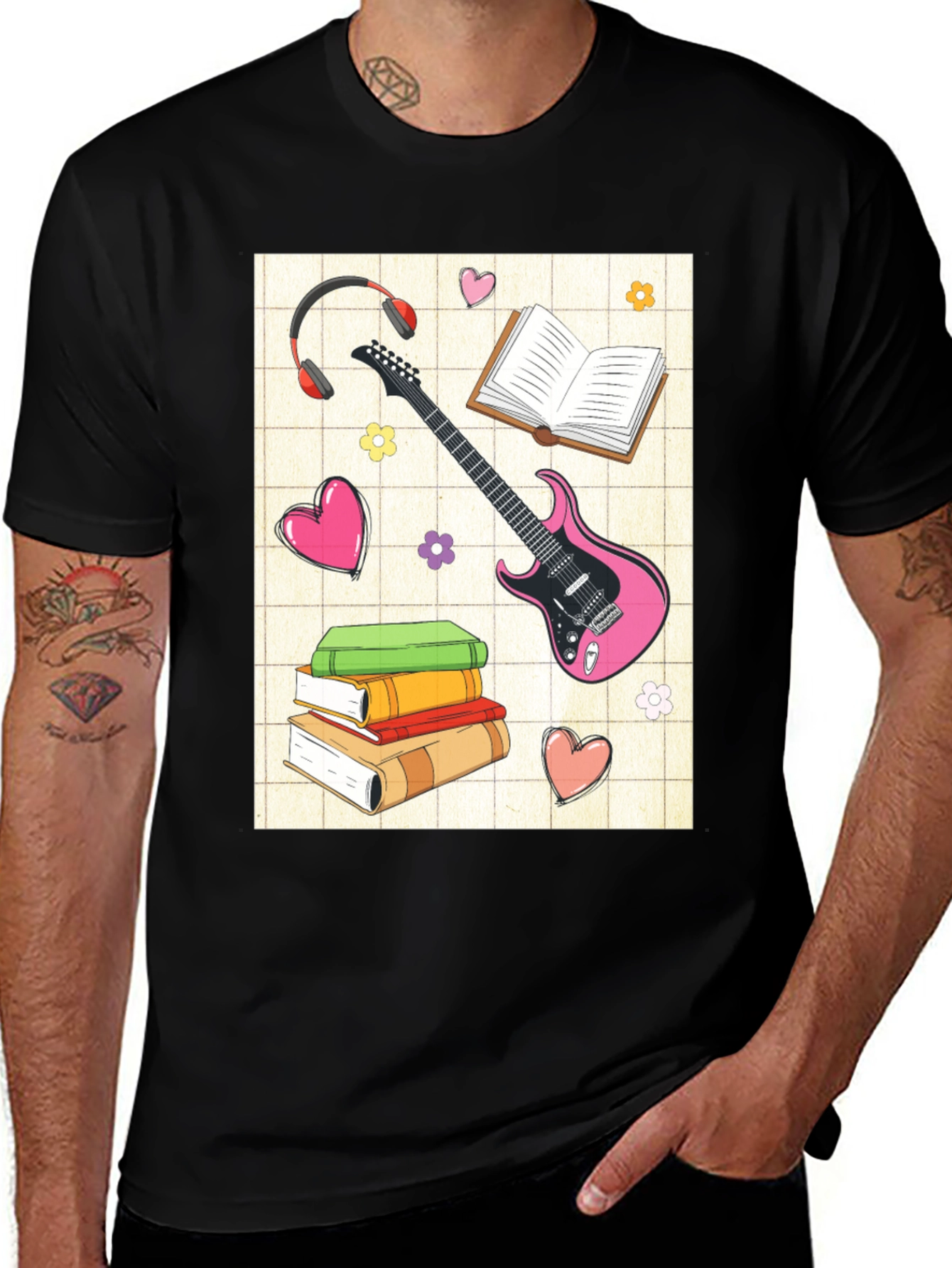 Variant 27 of Bookworm Guitar T-Shirt
