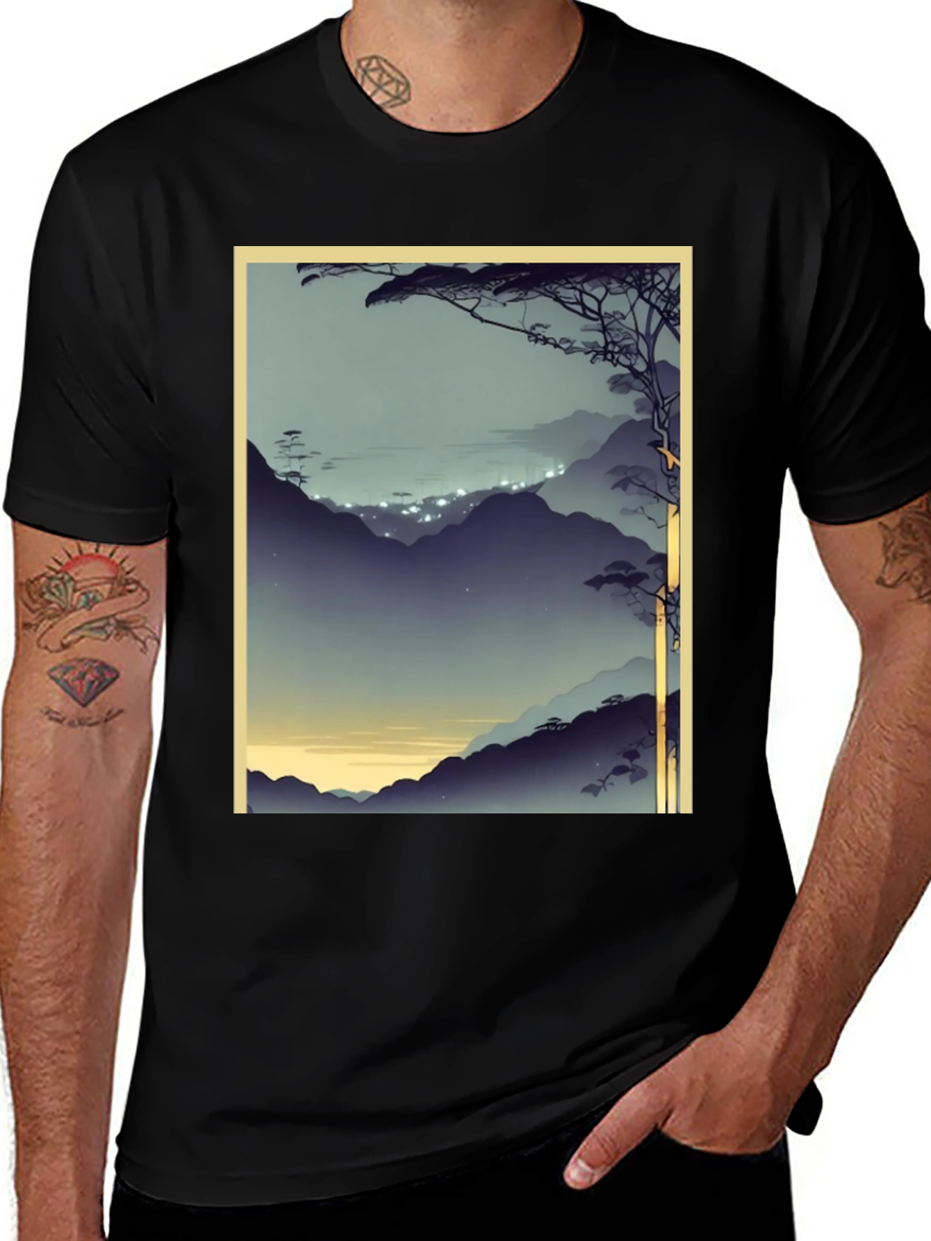 Variant 8 of Mountain Scene Graphic Tee - Stylish Comfort